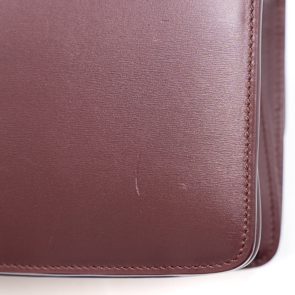 CELINE MINI BOX CALFSKIN BURGUNDY BRUSHED GHW