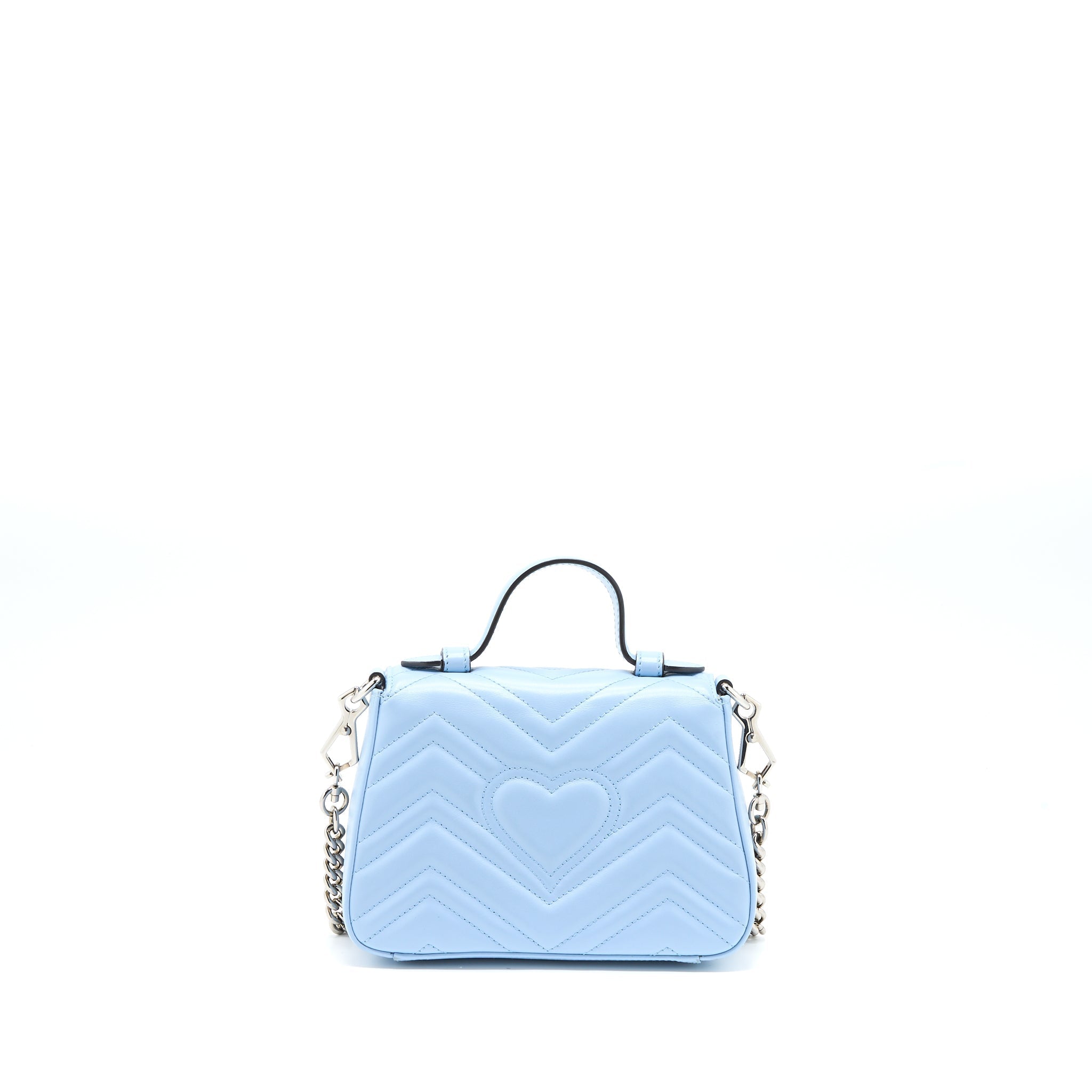 GUCCI GG MARMONT MINI TOP HANDLE BAG CALFSKIN LIGHT BLUE SHW