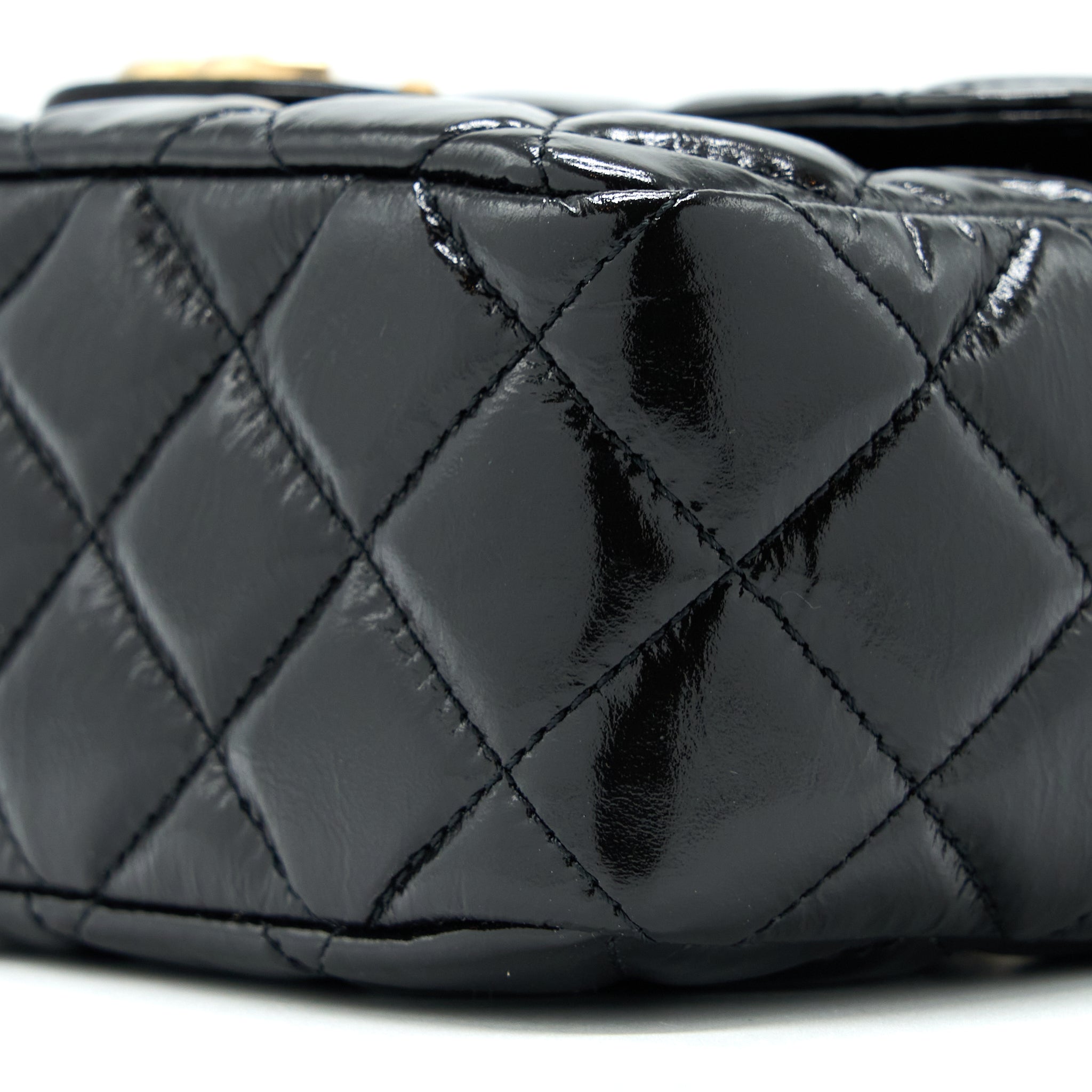 CHANEL 23C HOBO BAG SHINY CALFSKIN BLACK BRUSHED GHW(MICROCHIP)