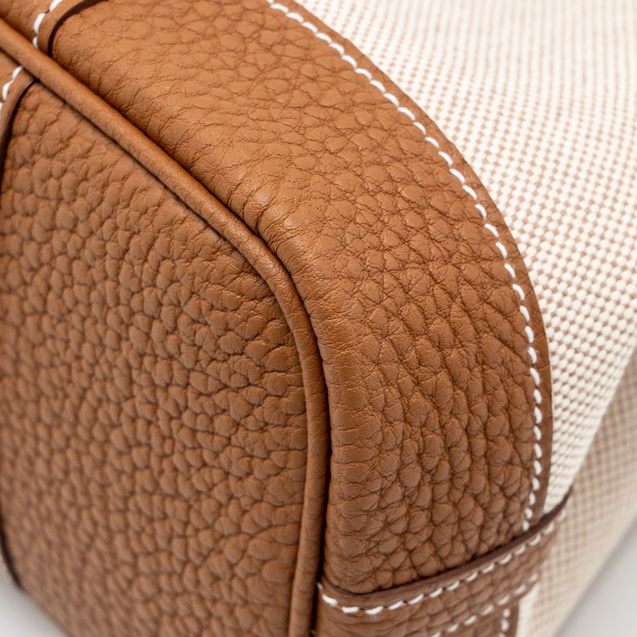 HERMES NEO GARDEN PARTY 23 CANVAS/NEGONDA ECRU-BEIGE/GOLD SHW