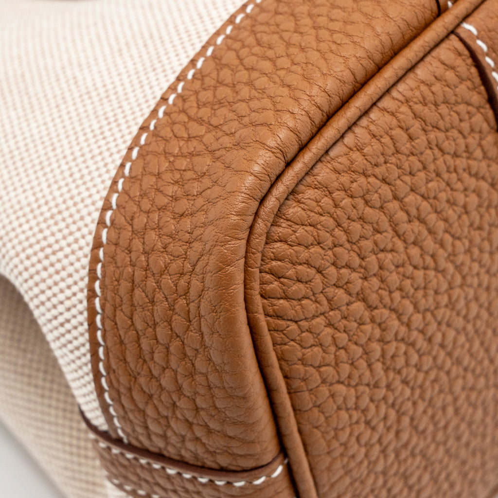 HERMES NEO GARDEN PARTY 23 CANVAS/NEGONDA ECRU-BEIGE/GOLD SHW