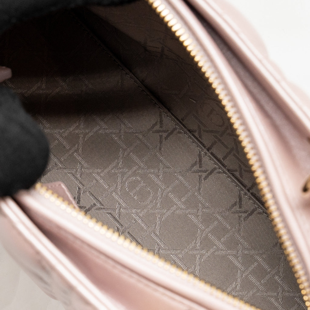 DIOR MEDIUM LADY DIOR LAMBSKIN IRIDESCENT PINK LGHW