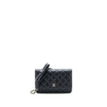CHANEL RIBBON WALLET ON CHAIN LAMBSKIN BLACK LGHW (MICROCHIP)