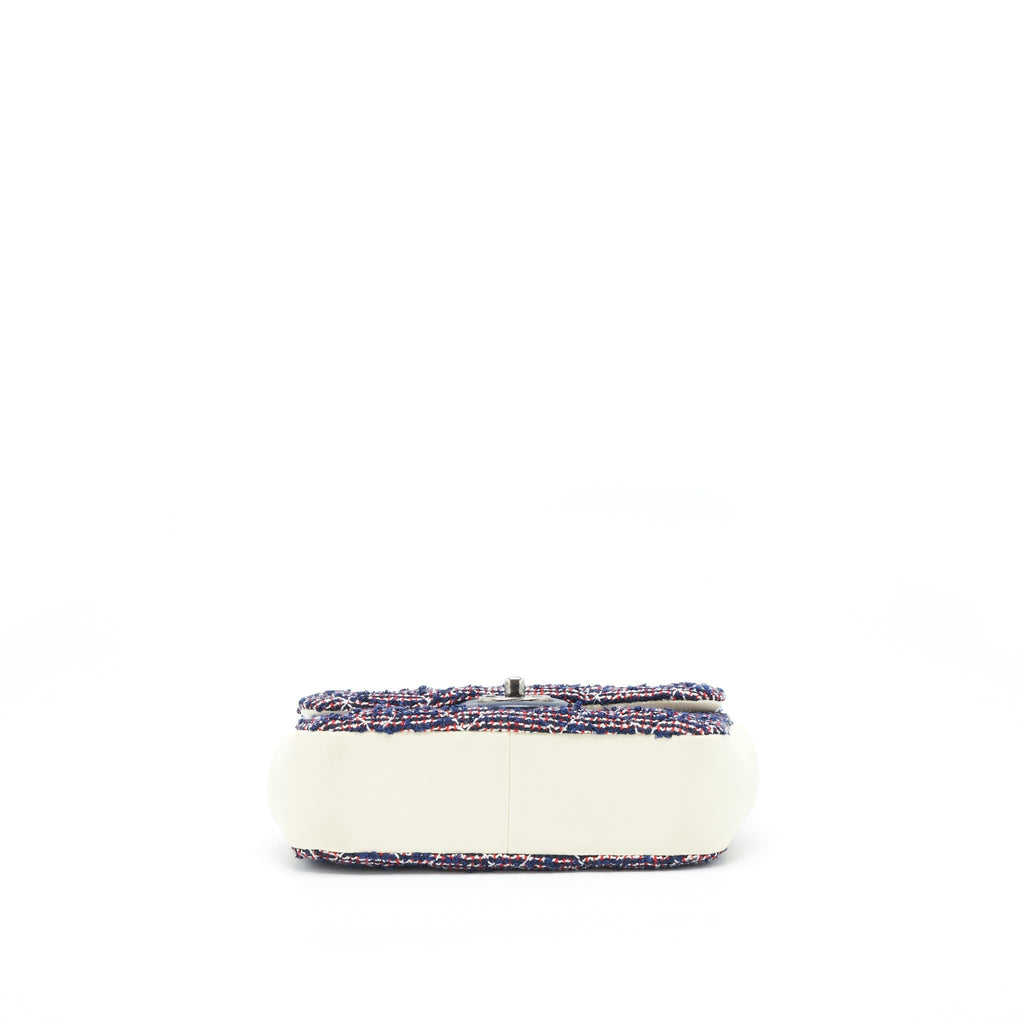 CHANEL SEASONAL MINI FLAP BAG TWEED BLUE/ MULTICOLOUR RUTHENIUM HARDWARE
