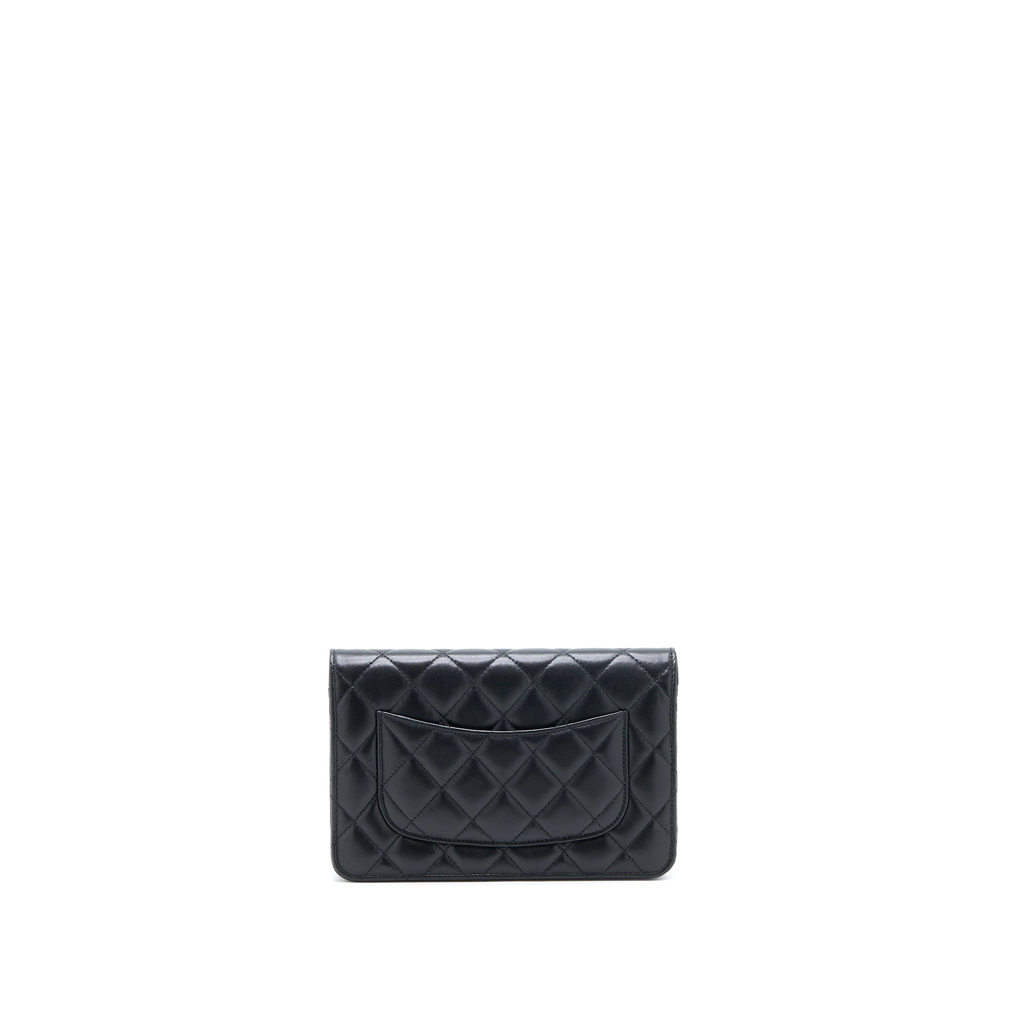 CHANEL RIBBON WALLET ON CHAIN LAMBSKIN BLACK LGHW (MICROCHIP)