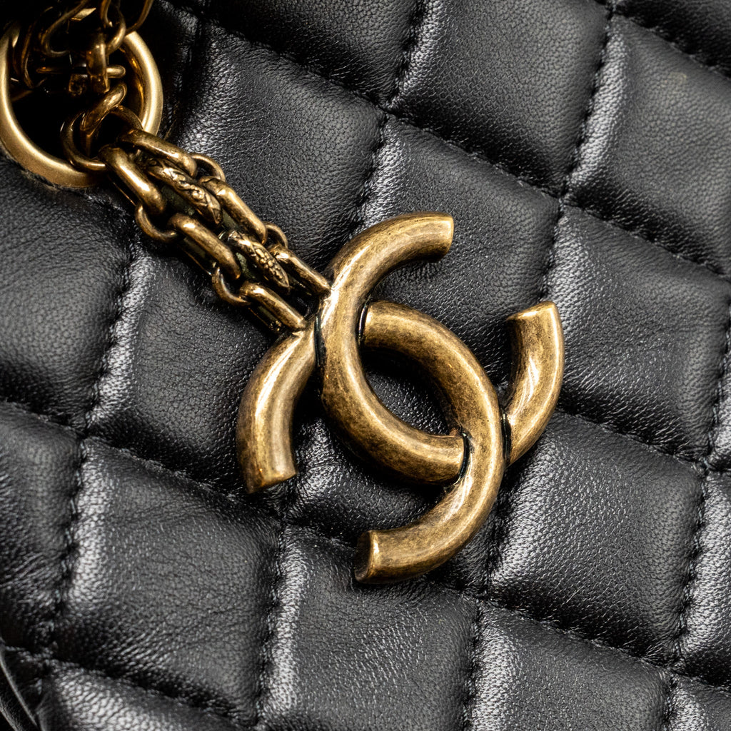 CHANEL JUST MADEMOISELLE BOWLING BAG LAMBSKIN BLACK GHW