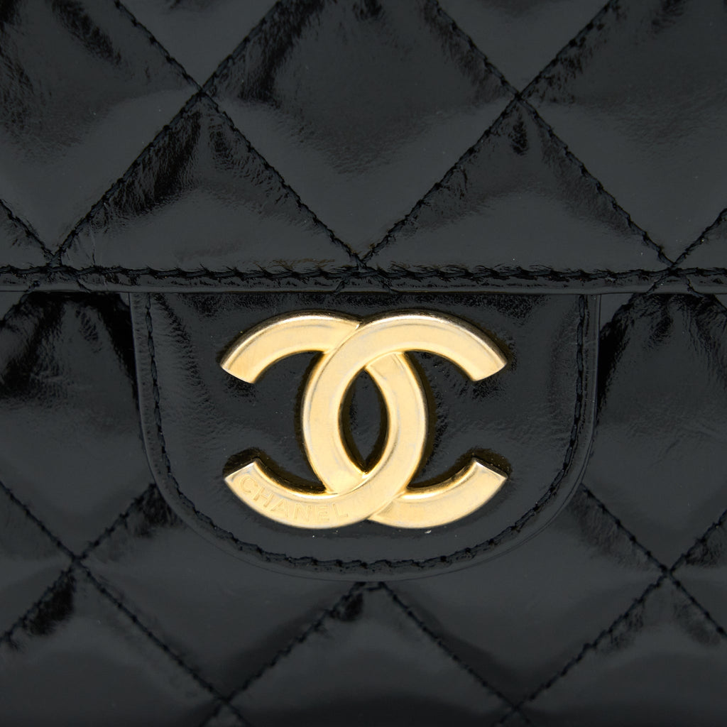 CHANEL 23C HOBO BAG SHINY CALFSKIN BLACK BRUSHED GHW(MICROCHIP)