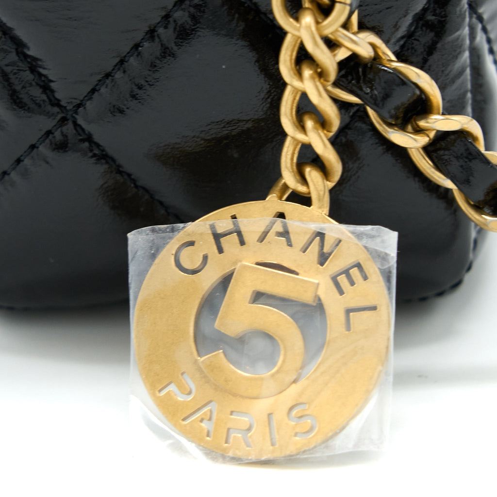 CHANEL 23C HOBO BAG SHINY CALFSKIN BLACK BRUSHED GHW(MICROCHIP)