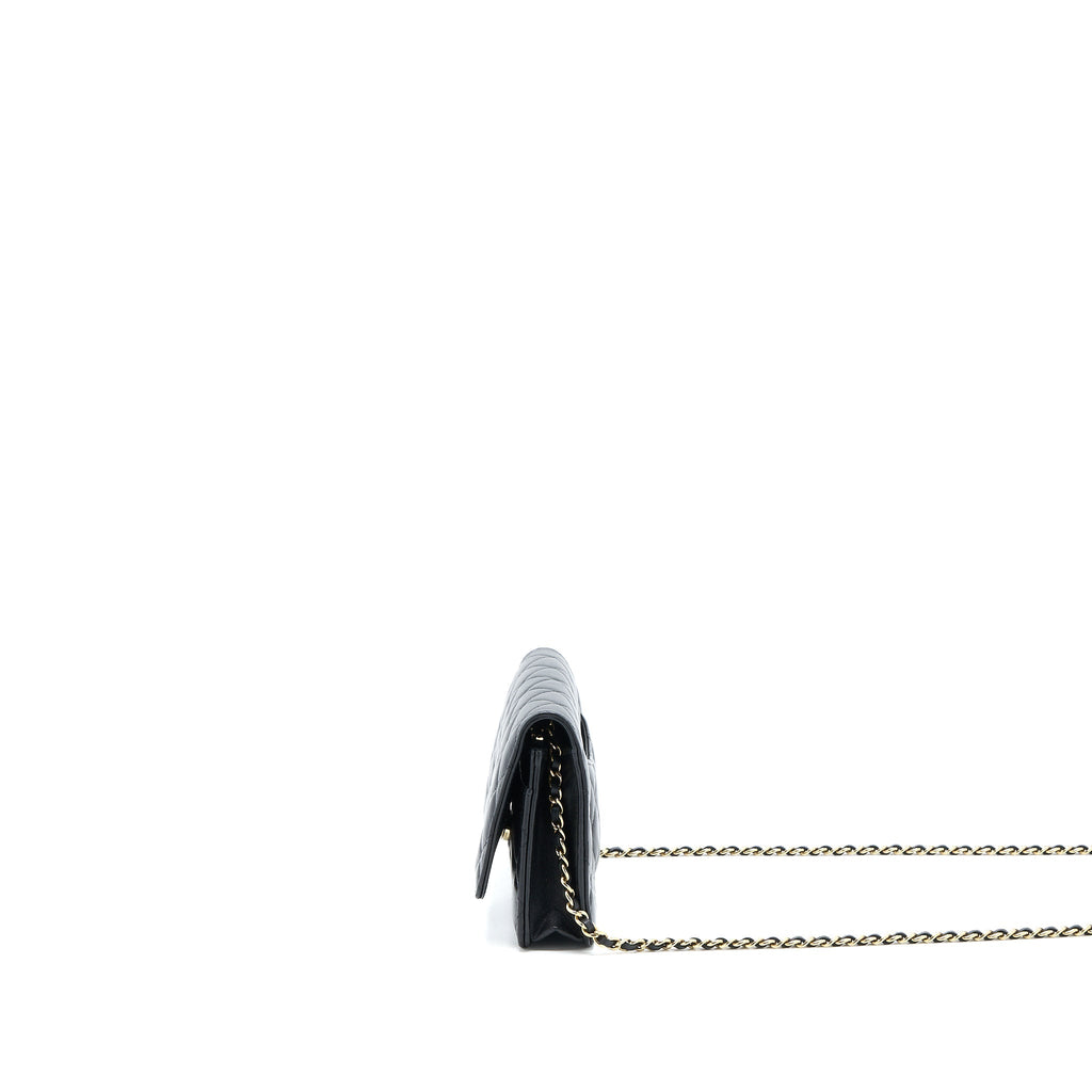 CHANEL RIBBON WALLET ON CHAIN LAMBSKIN BLACK LGHW (MICROCHIP)