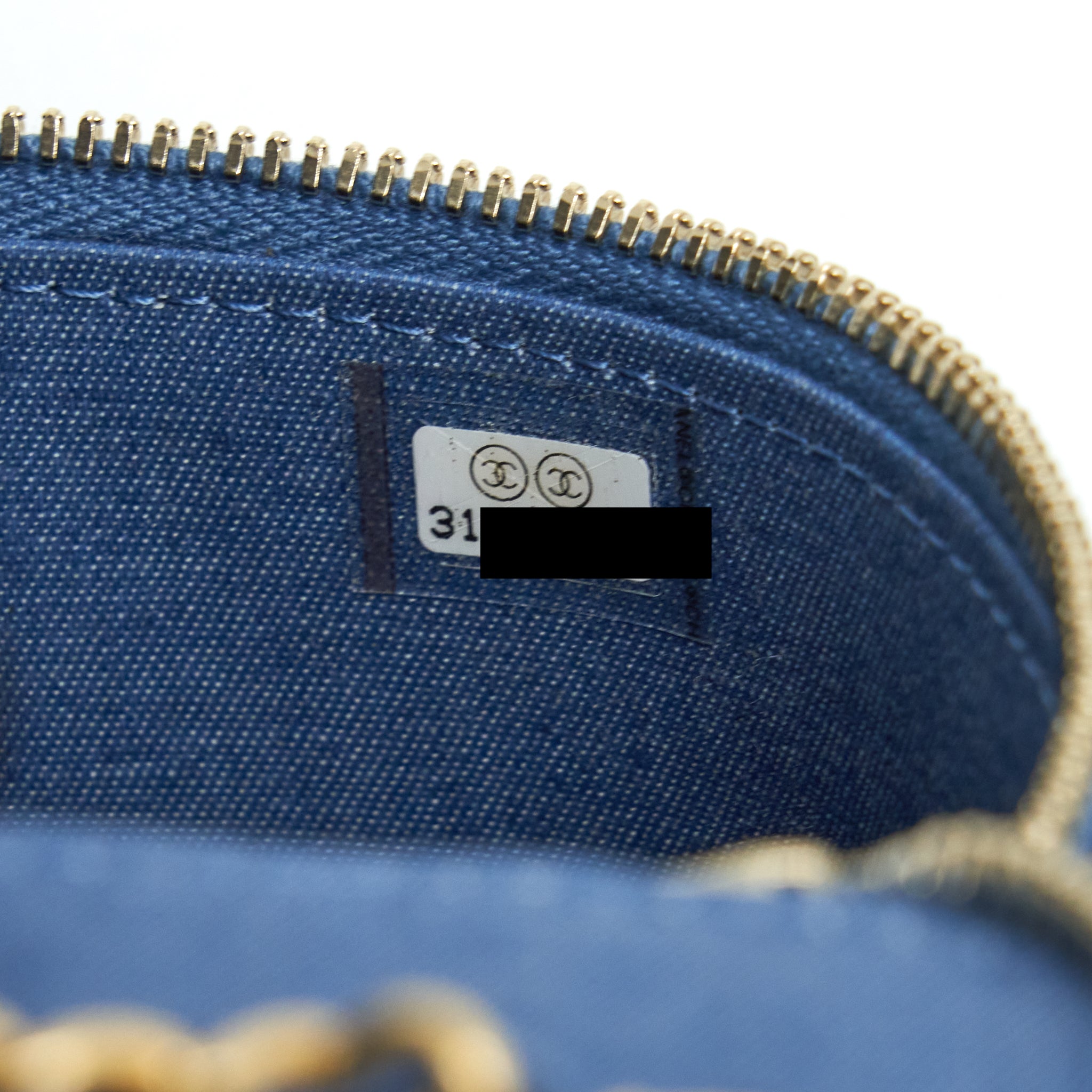 CHANEL 22C PEARL CRUSH MINI VANITY WITH CHAIN DENIM BLUE GHW