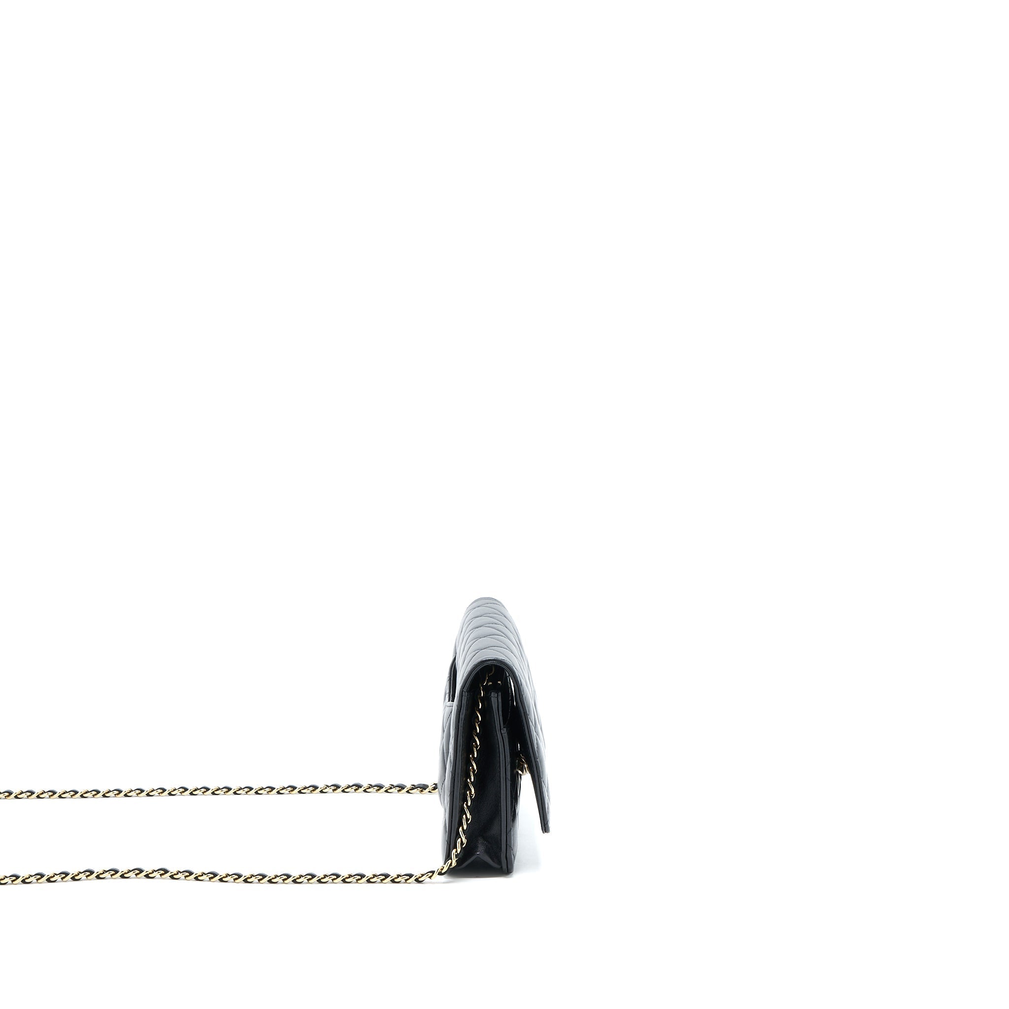CHANEL RIBBON WALLET ON CHAIN LAMBSKIN BLACK LGHW (MICROCHIP)