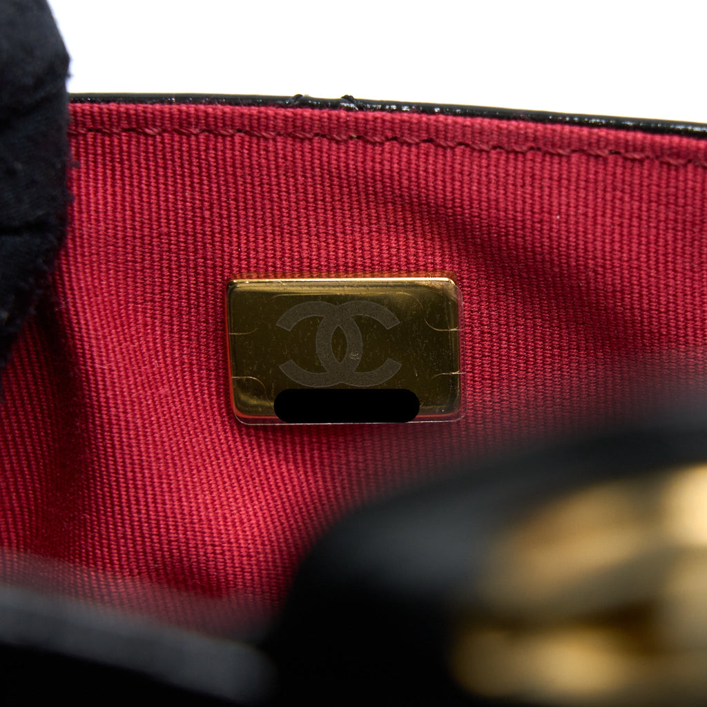 CHANEL 23C HOBO BAG SHINY CALFSKIN BLACK BRUSHED GHW(MICROCHIP)