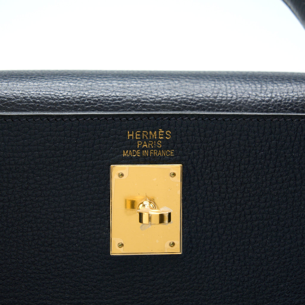 HERMES KELLY 35 SELLIER VACHE LIEGEE BLEU INDIGO GHW