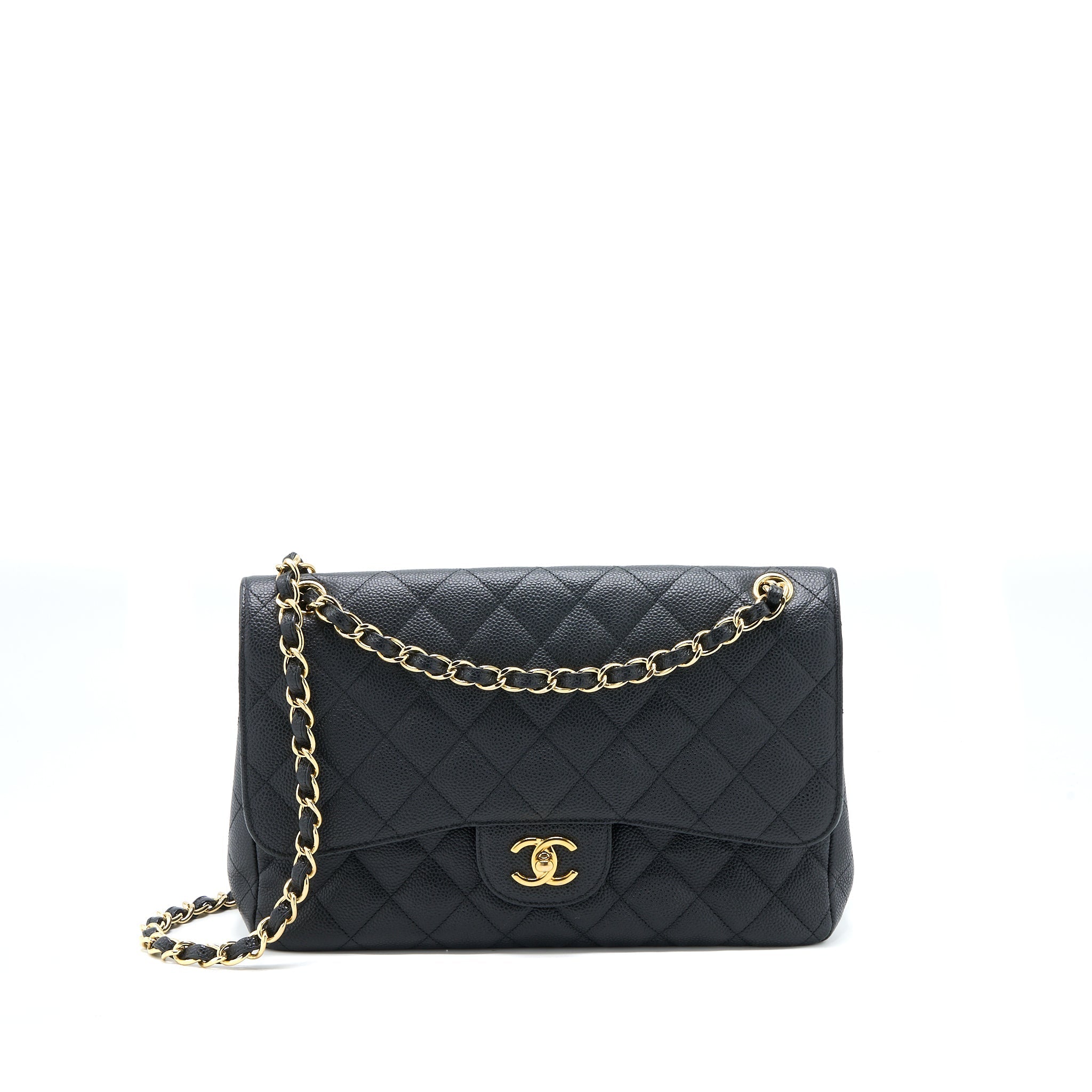 CHANEL CLASSIC JUMBO DOUBLE FLAP BAG CAVIAR BLACK GHW