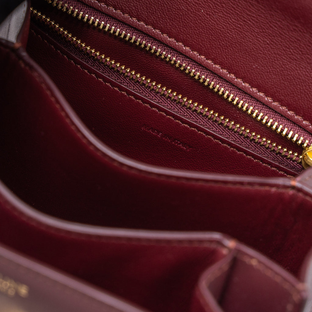 CELINE MINI BOX CALFSKIN BURGUNDY BRUSHED GHW