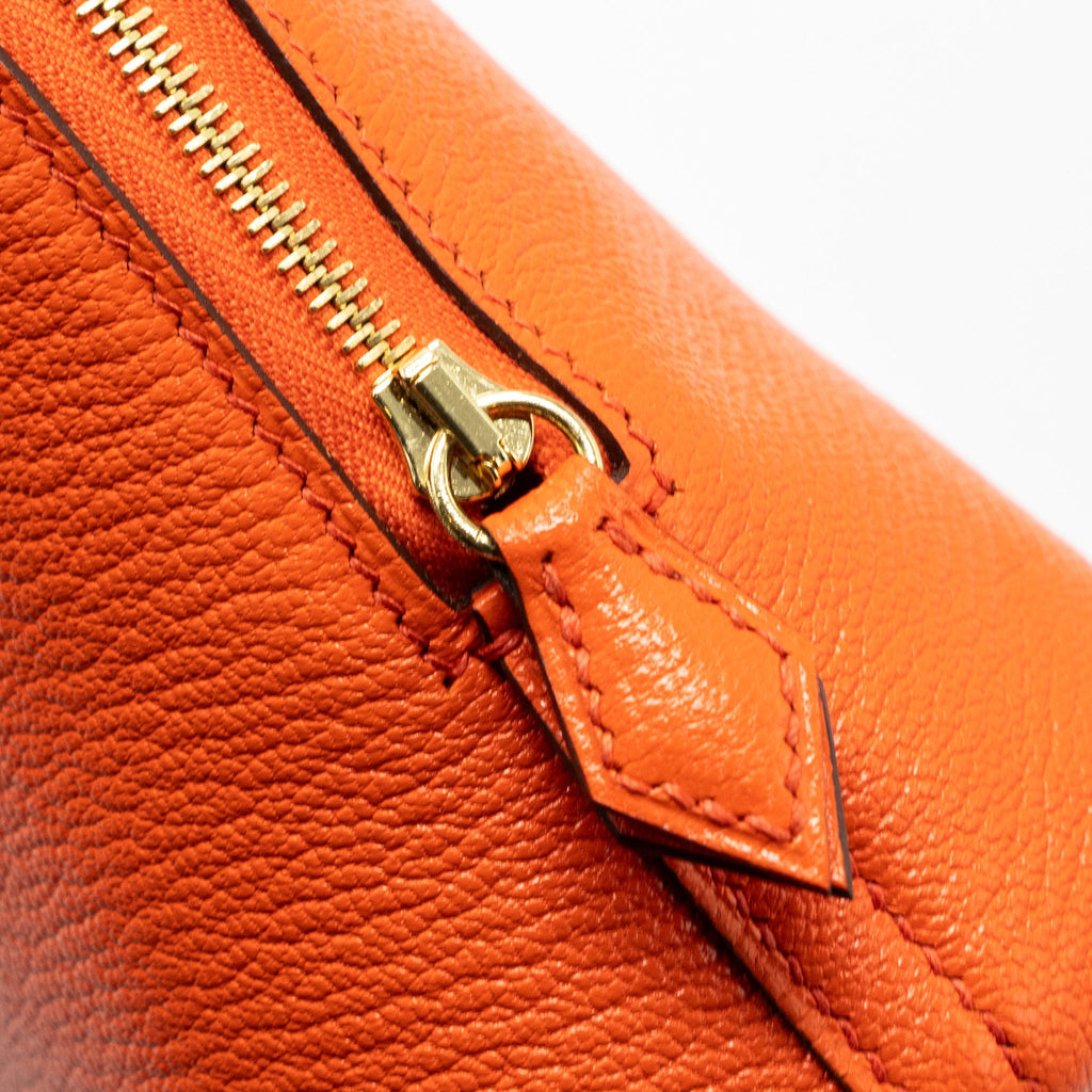HERMES MINI BOLIDE CHEVRE MYSORE POPPY ORANGE GHW