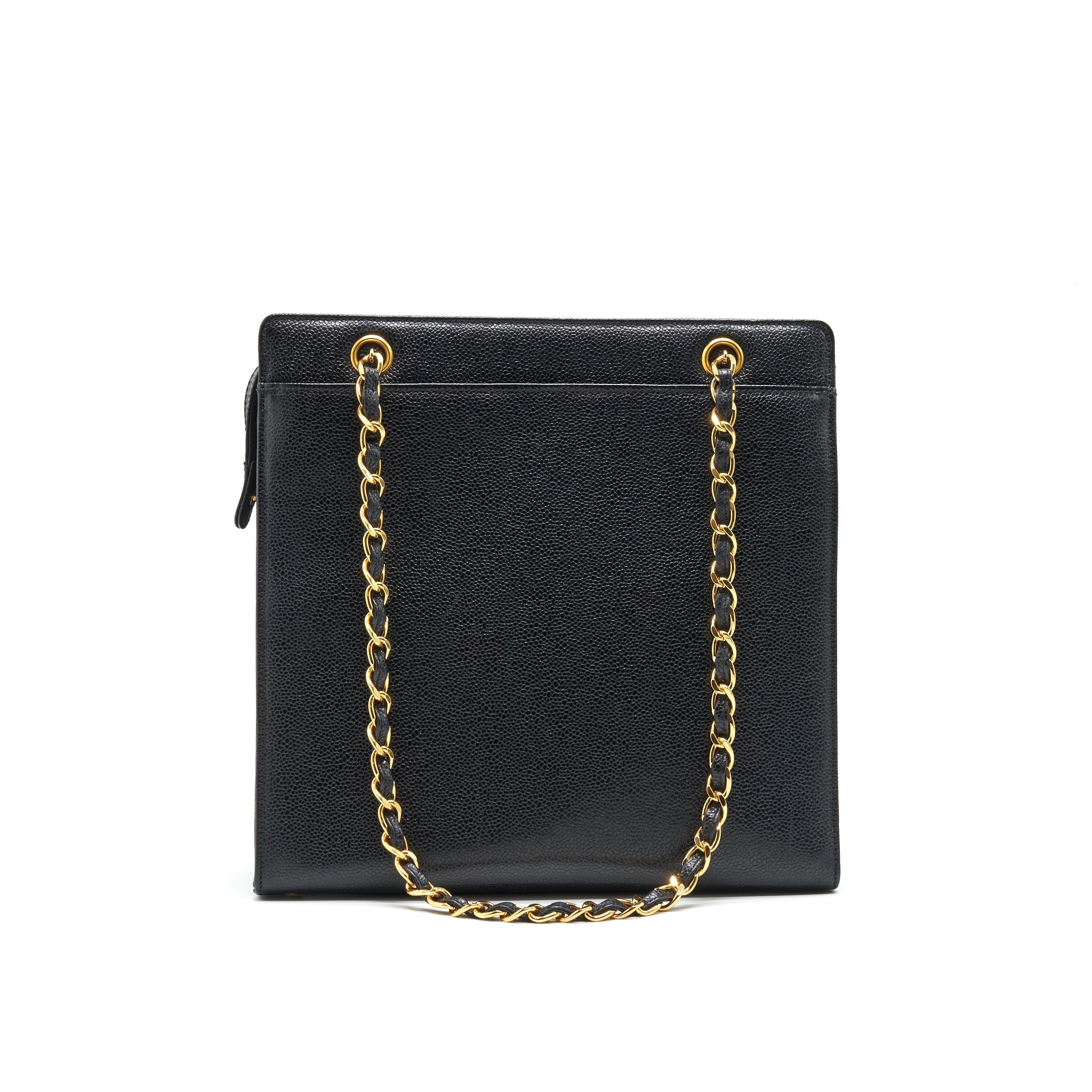 CHANEL VINTAGE 24K GOLD CAVIAR SHOPPING BAG WITH CHAIN