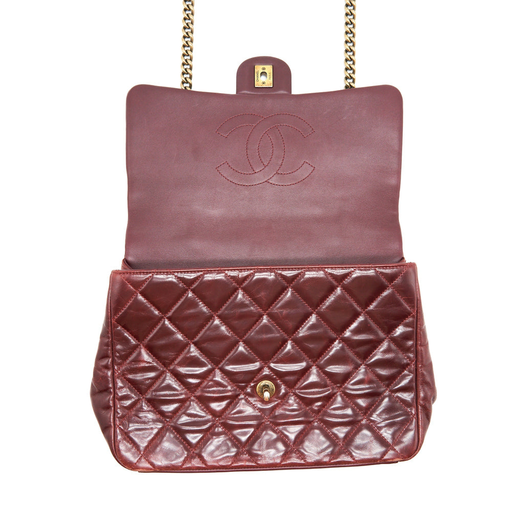 CHANEL QUILTED SHOULDER FLAP BAG LAMBSKIN RED GHW