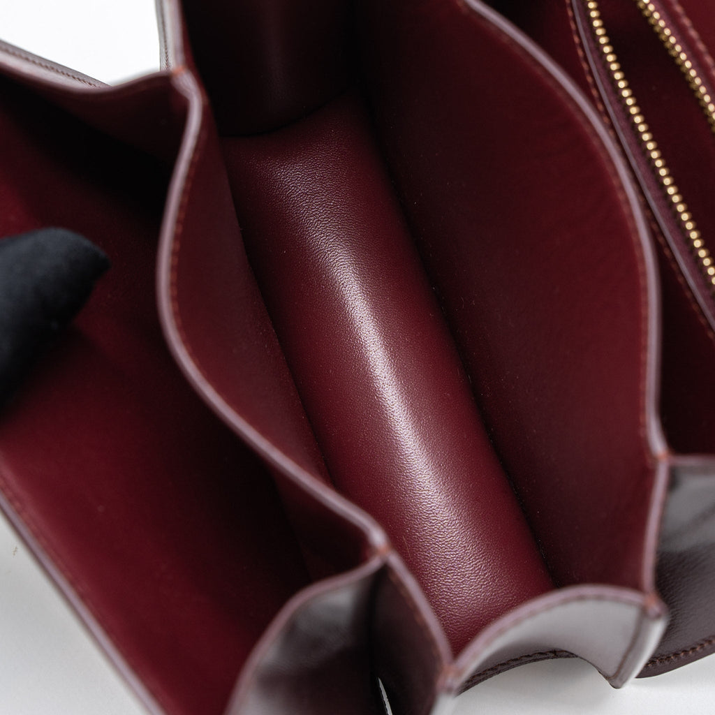 CELINE MINI BOX CALFSKIN BURGUNDY BRUSHED GHW