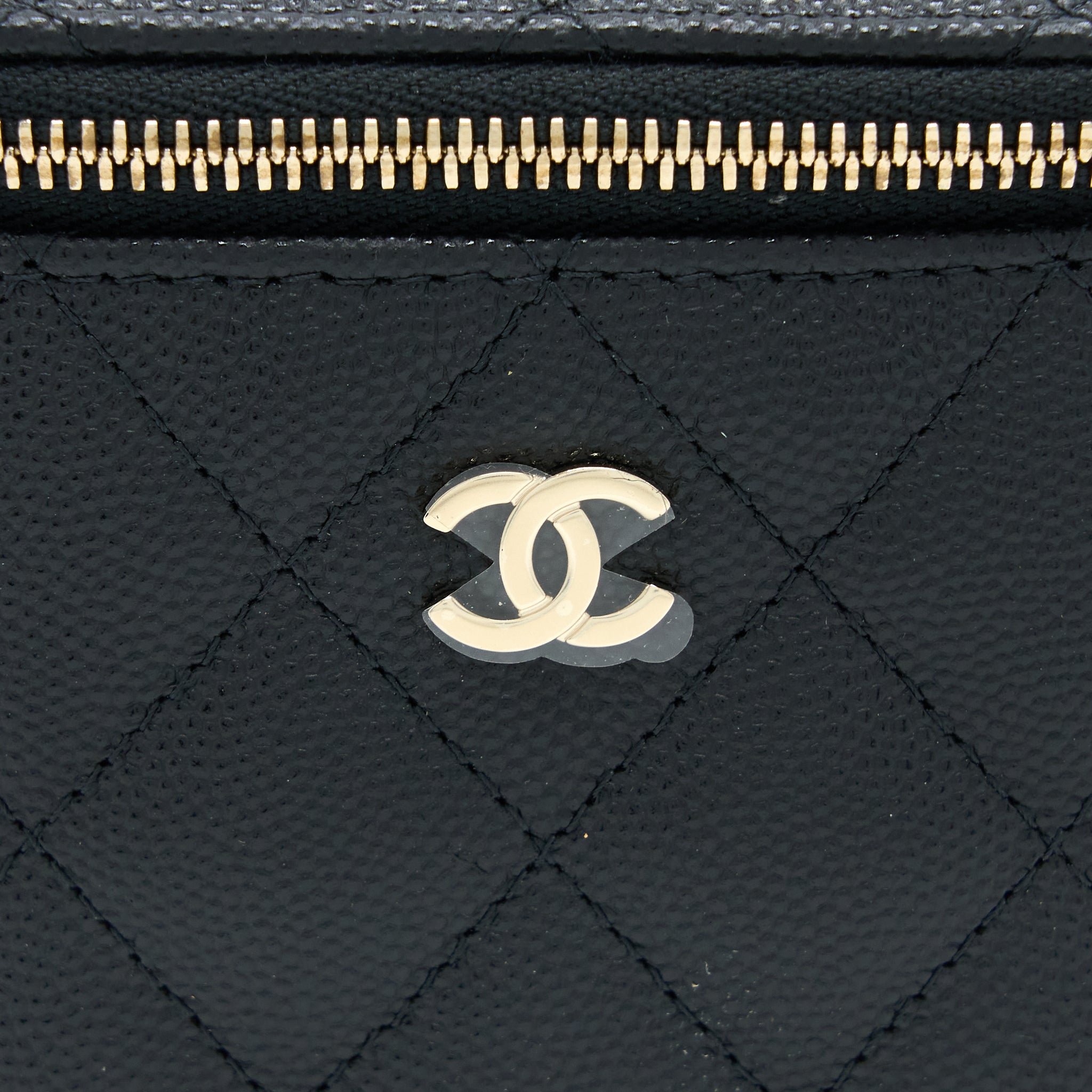 CHANEL MINI SQUARE VANITY CASE CAVIAR BLACK LGHW