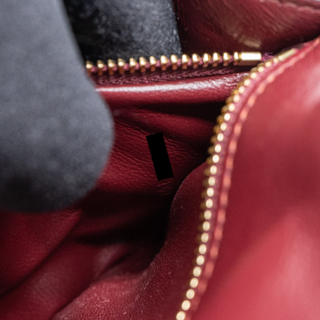 CELINE MINI BOX CALFSKIN BURGUNDY BRUSHED GHW