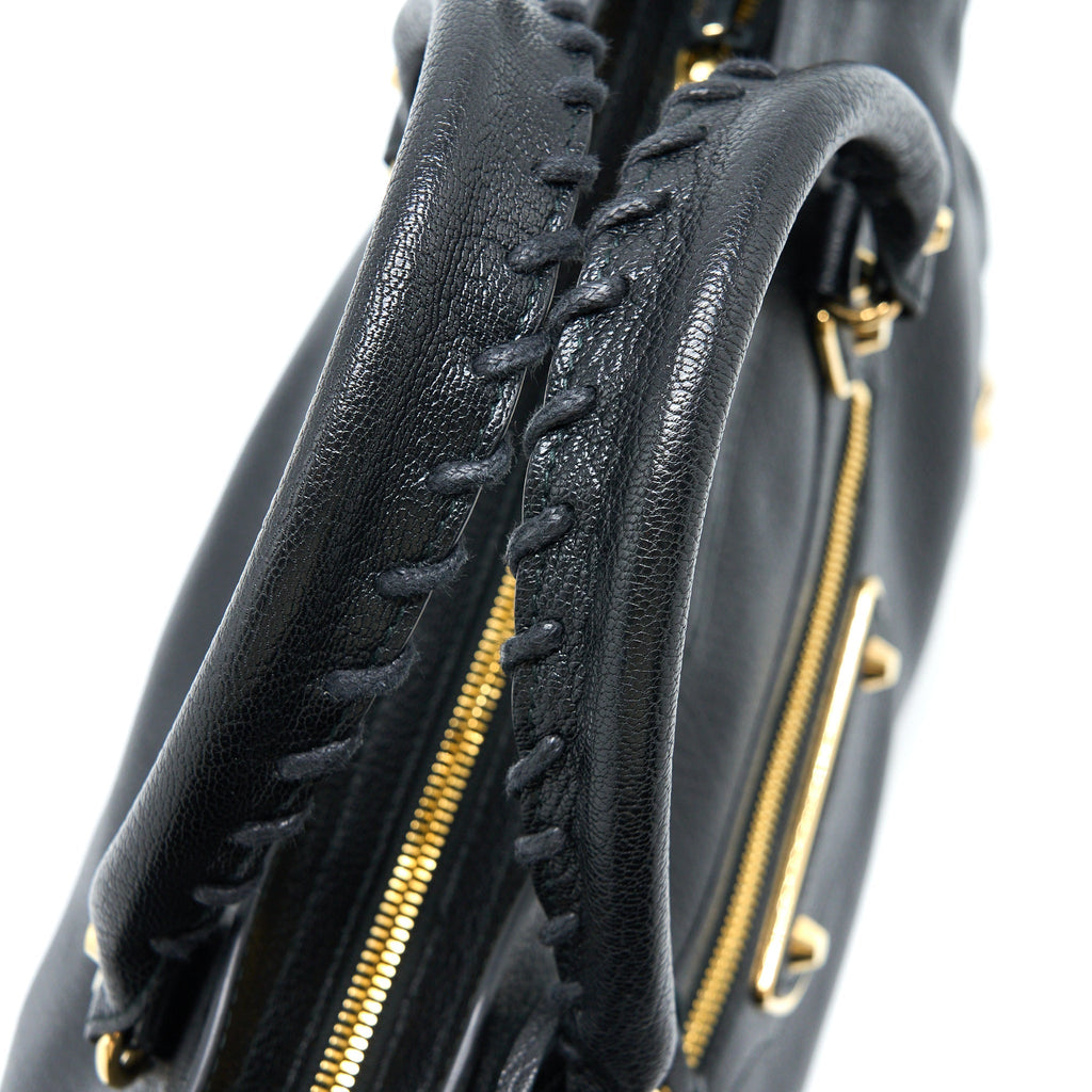 BALENCIAGA EDGE CITY BAG GOATSKIN BLACK GHW