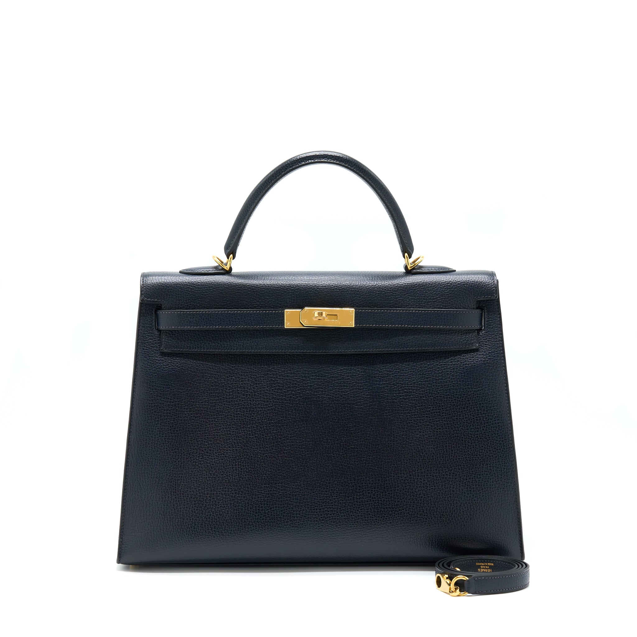 HERMES KELLY 35 SELLIER VACHE LIEGEE BLEU INDIGO GHW