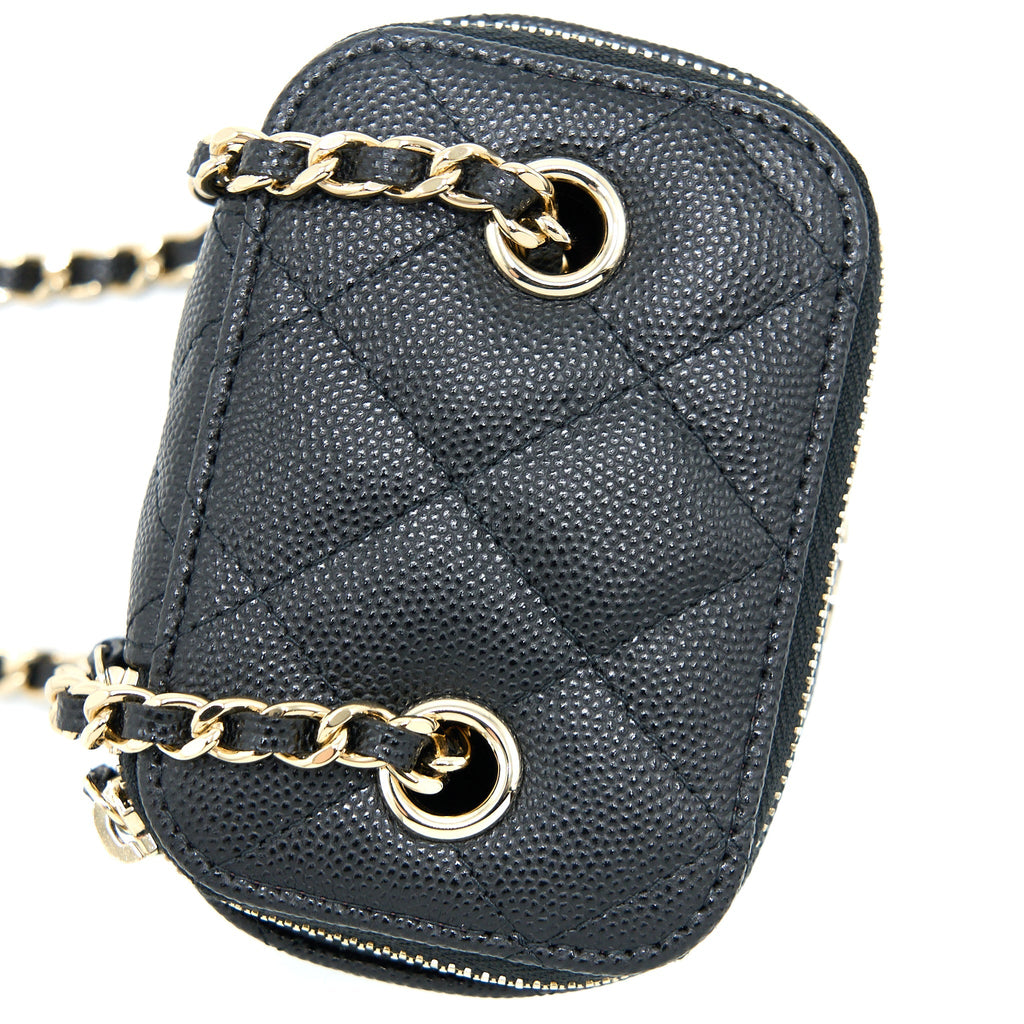CHANEL 23C MINI VANITY WITH CHAIN CAVIAR BLACK LGHW (MICROCHIP)