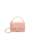 CHANEL TOP HANDLE FLAP BAG LAMBSKIN DARK PINK LGHW (MICROCHIP)
