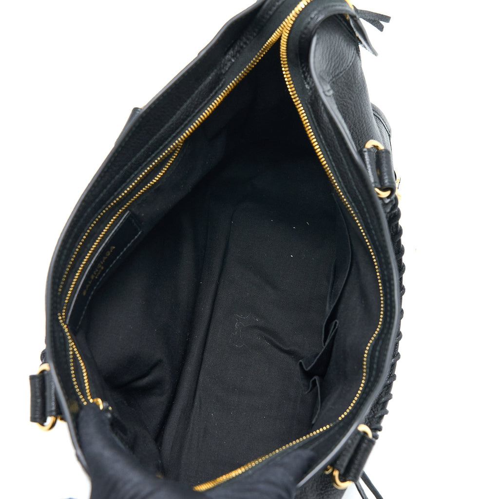 BALENCIAGA EDGE CITY BAG GOATSKIN BLACK GHW