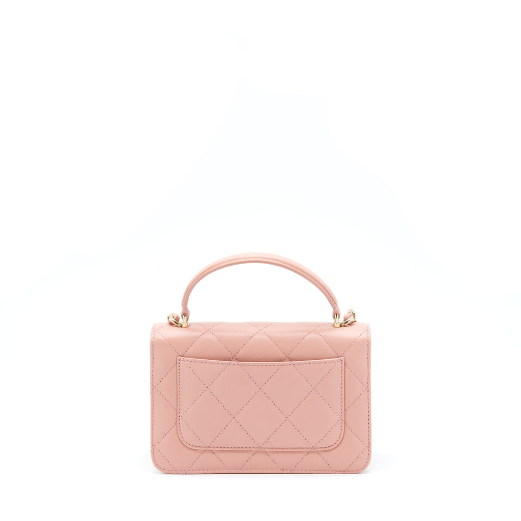 CHANEL TOP HANDLE FLAP BAG LAMBSKIN DARK PINK LGHW (MICROCHIP)