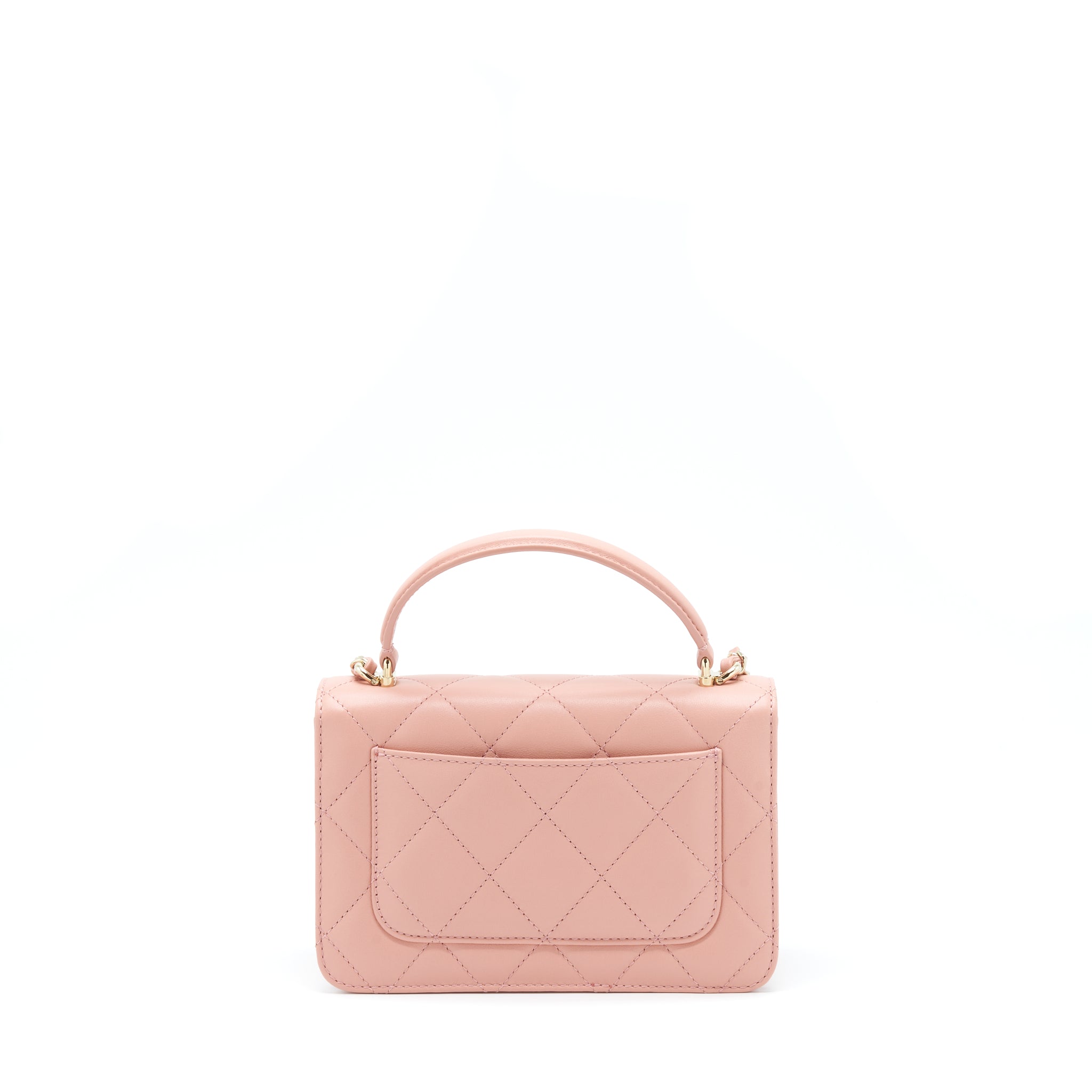 CHANEL TOP HANDLE FLAP BAG LAMBSKIN DARK PINK LGHW (MICROCHIP)