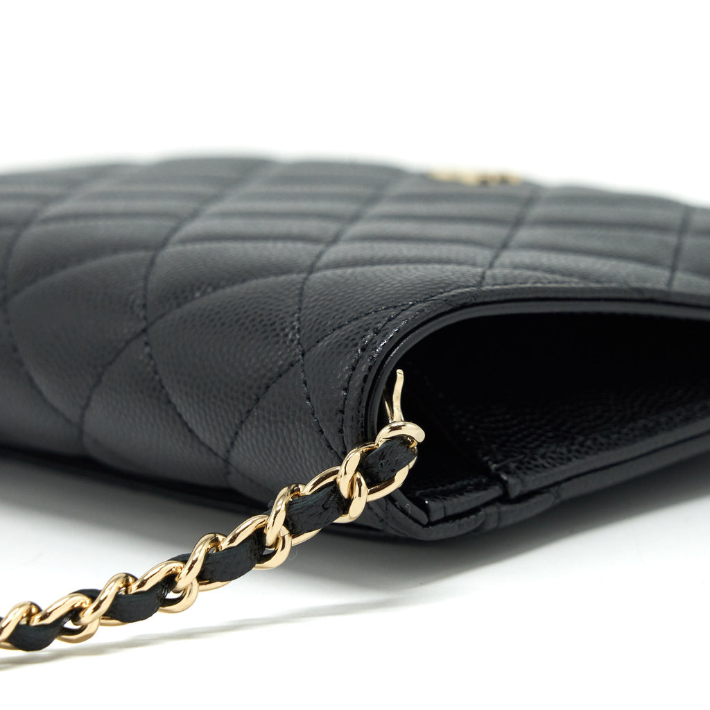 CHANEL 2 IN 1 WALLET ON CHAIN CAVIAR BLACK GHW