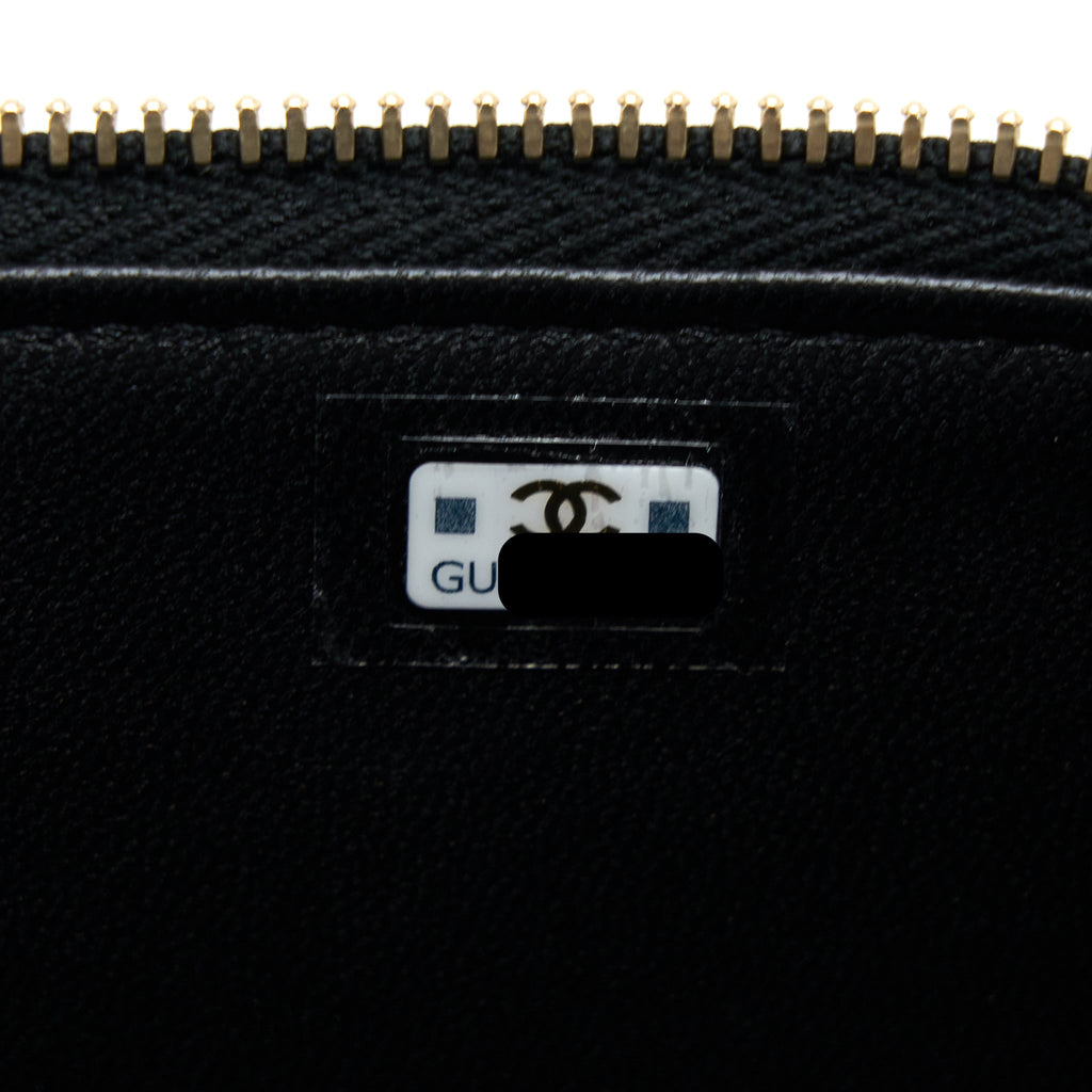 CHANEL 22K GOLD PILLAR ADJUSTABLE CHAIN LONG VANITY LAMBSKIN BLACK GHW (MICROCHIP)