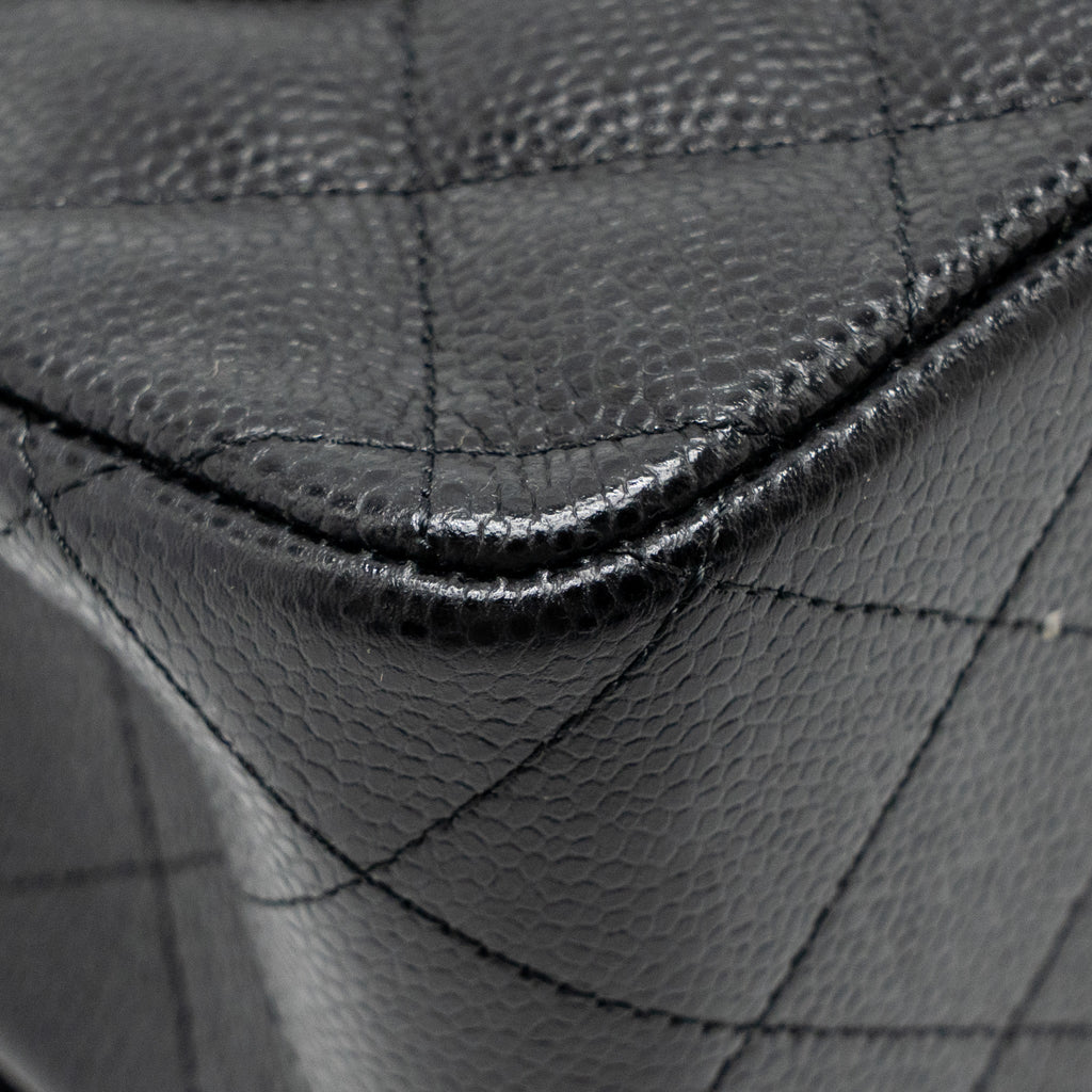 CHANEL JUMBO CLASSIC DOUBLE FLAP BAG CAVIAR BLACK GHW