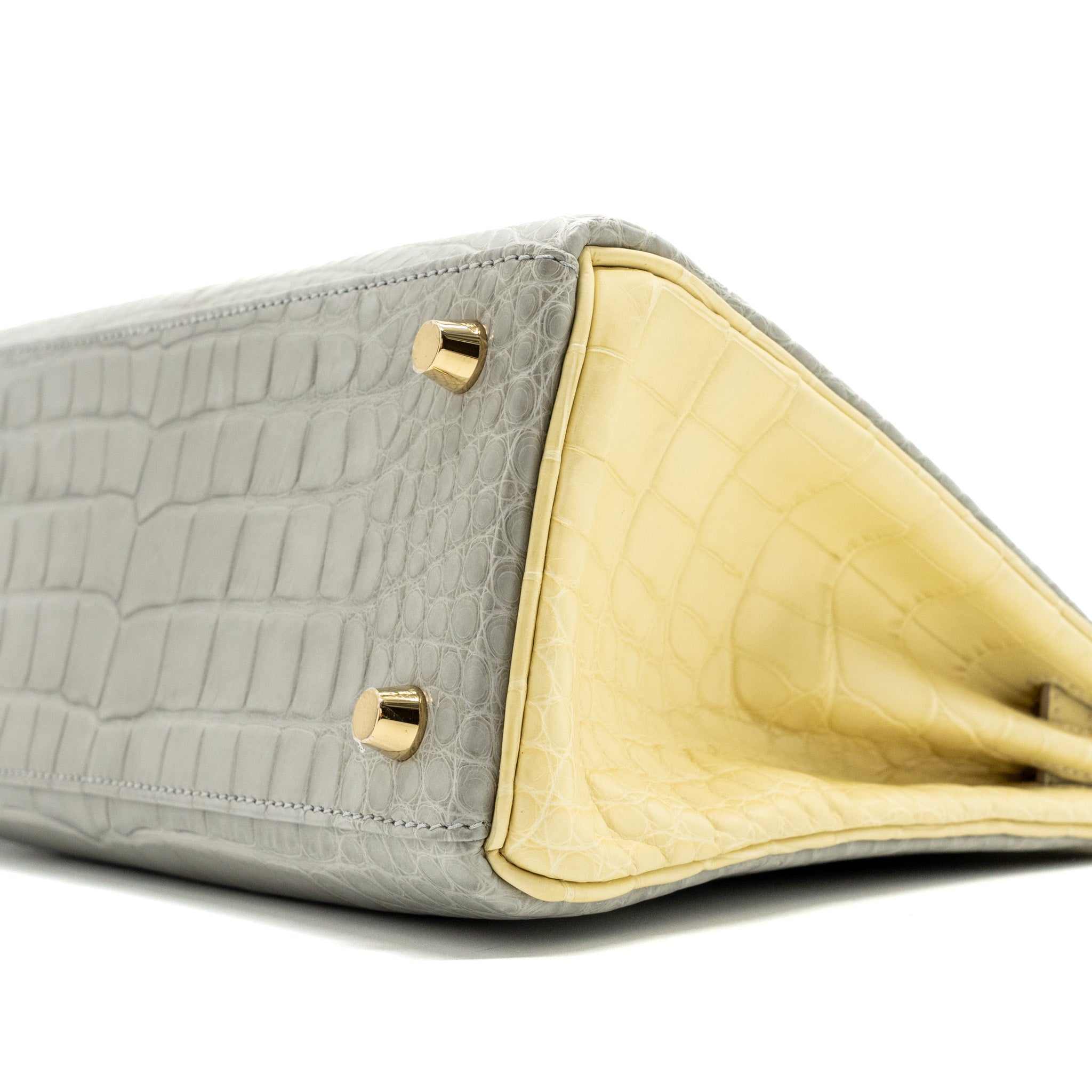 HERMES KELLY 25 ALLIGATOR MISSISSIPPIENSIS MATT GRIS PERLE / VANIELLE LGHW