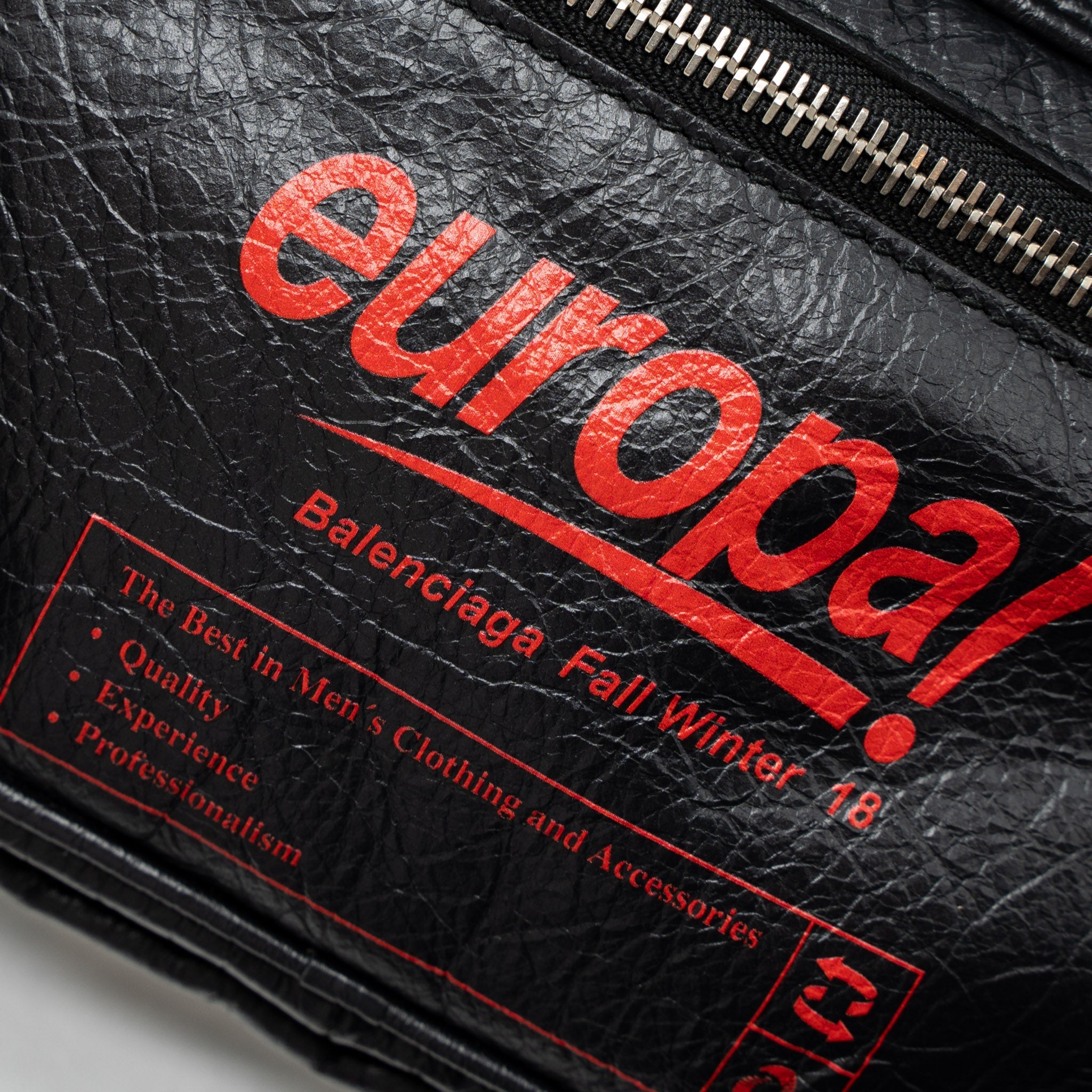 BALENCIAGA EUROPA BELT BAG CALFSKIN BLACK/RED SHW