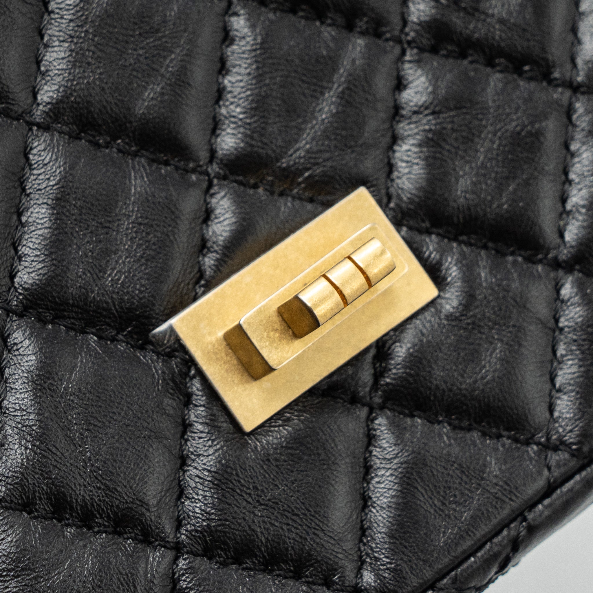 CHANEL MINI 2.55 REISSUE FLAP BAG AGED CALFSKIN BLACK BRUSHED GHW