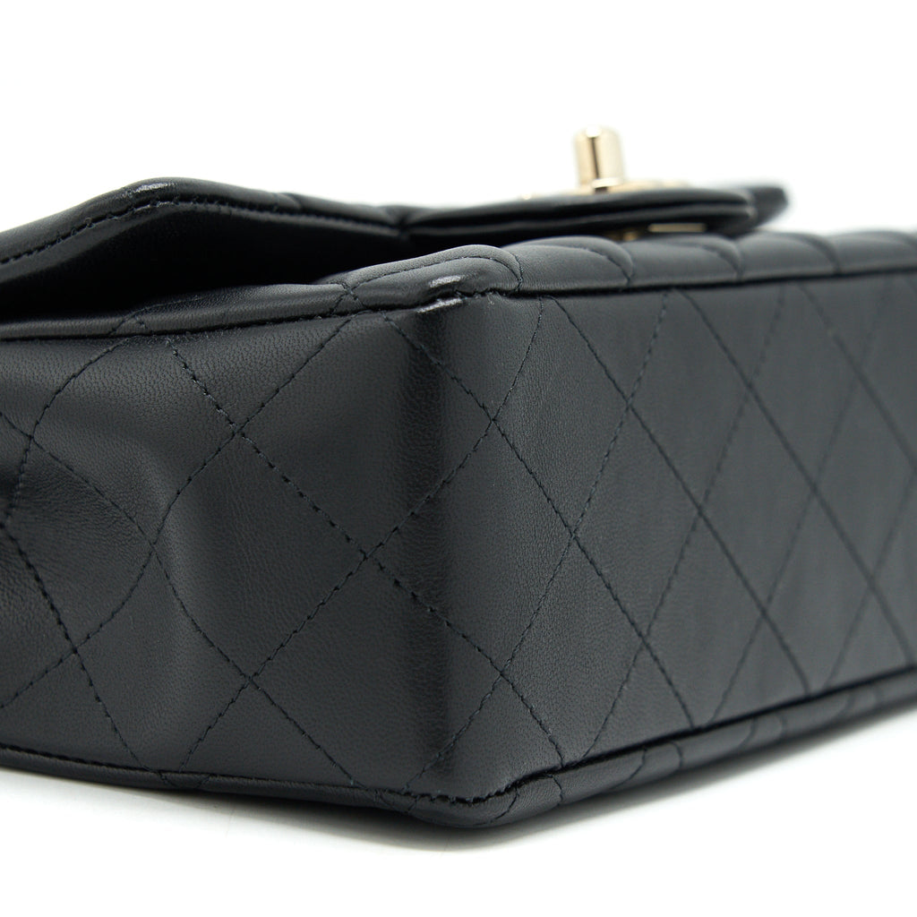 CHANEL MINI RECTANGULAR FLAP BAG LAMBSKIN BLACK LGHW (MICROCHIP)