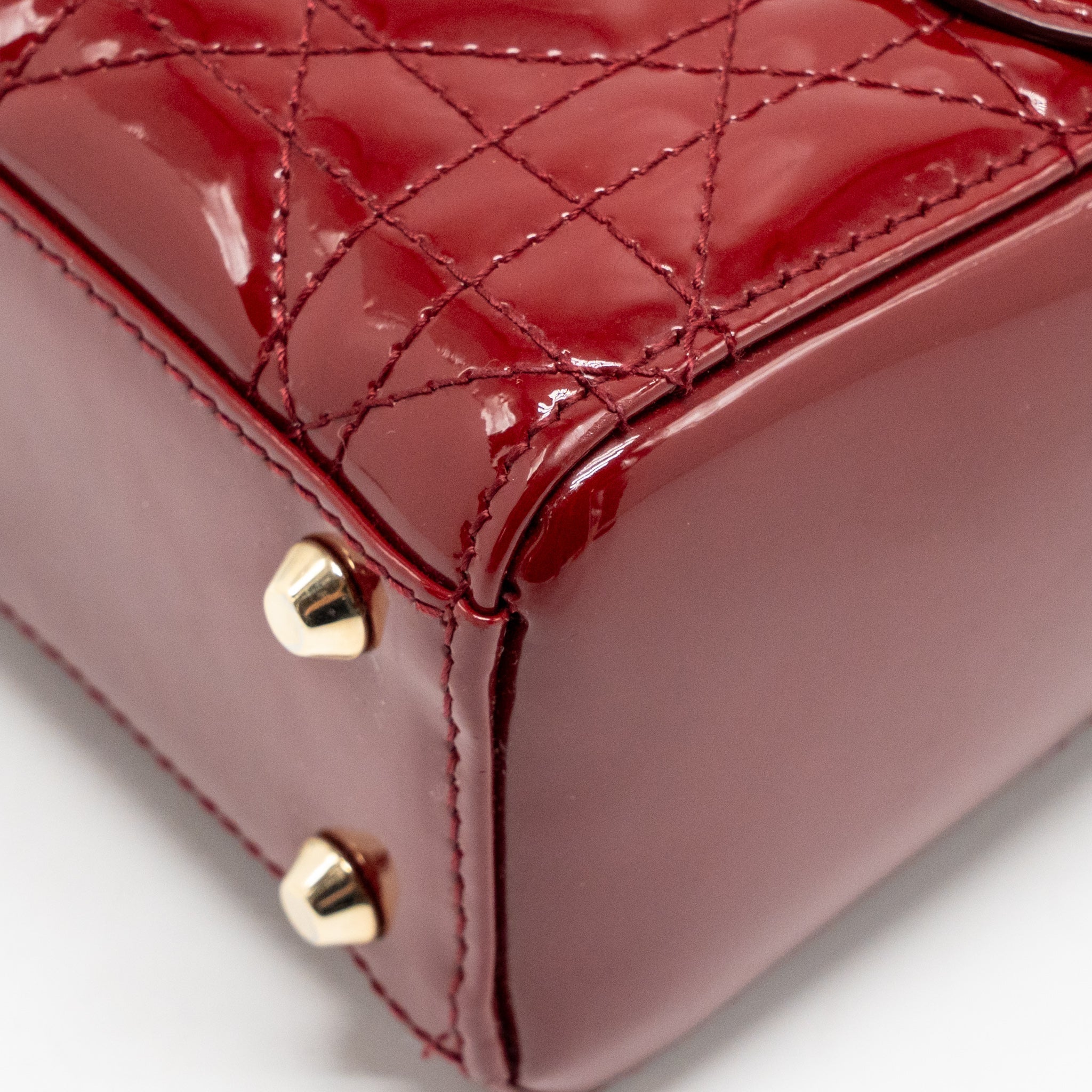 DIOR MINI LADY DIOR PATENT LEATHER RED GHW