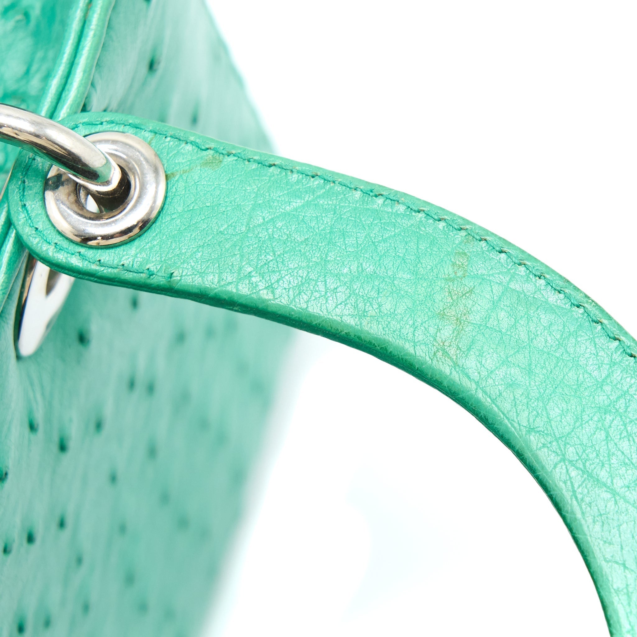 DIOR MEDIUM LADY DIOR OSTRICH GREEN SHW