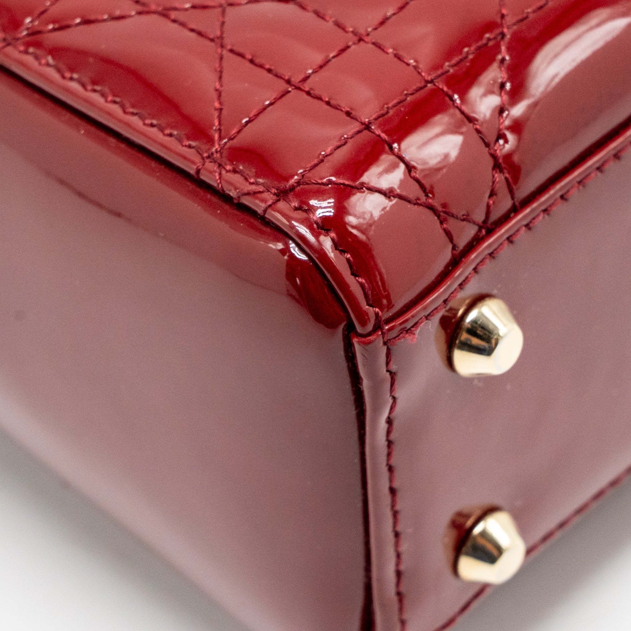 DIOR MINI LADY DIOR PATENT LEATHER RED GHW