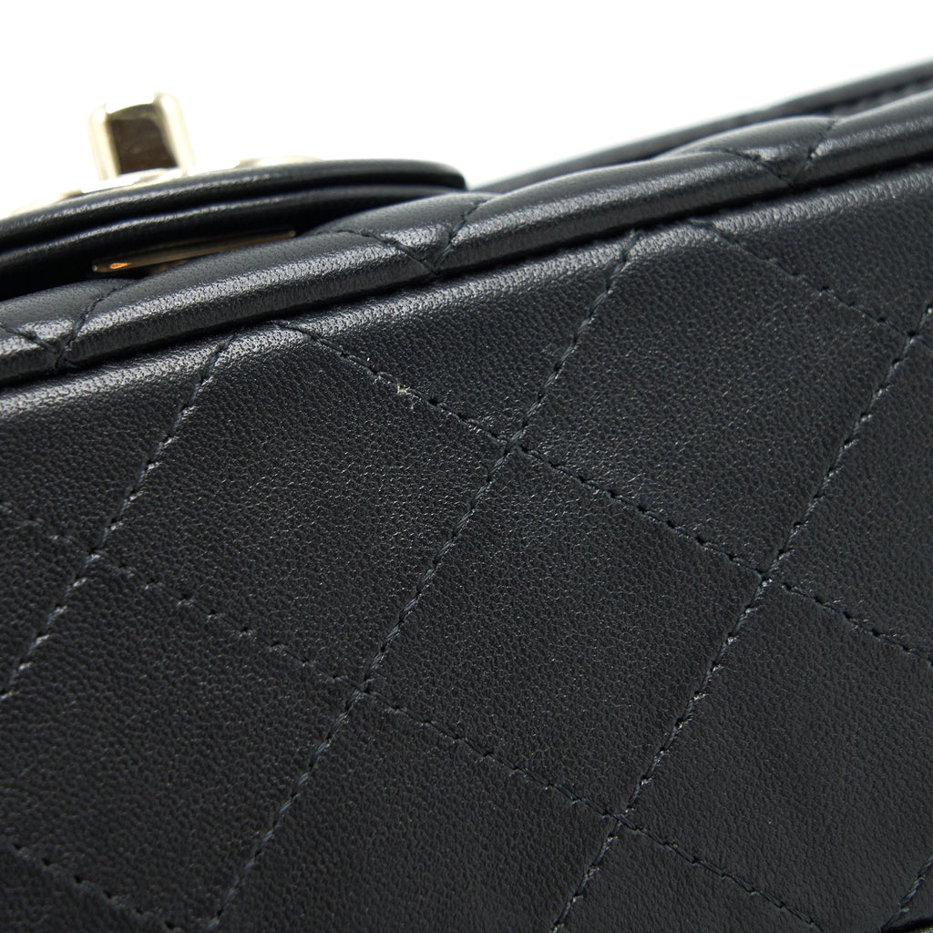 CHANEL MINI RECTANGULAR FLAP BAG LAMBSKIN BLACK LGHW (MICROCHIP)