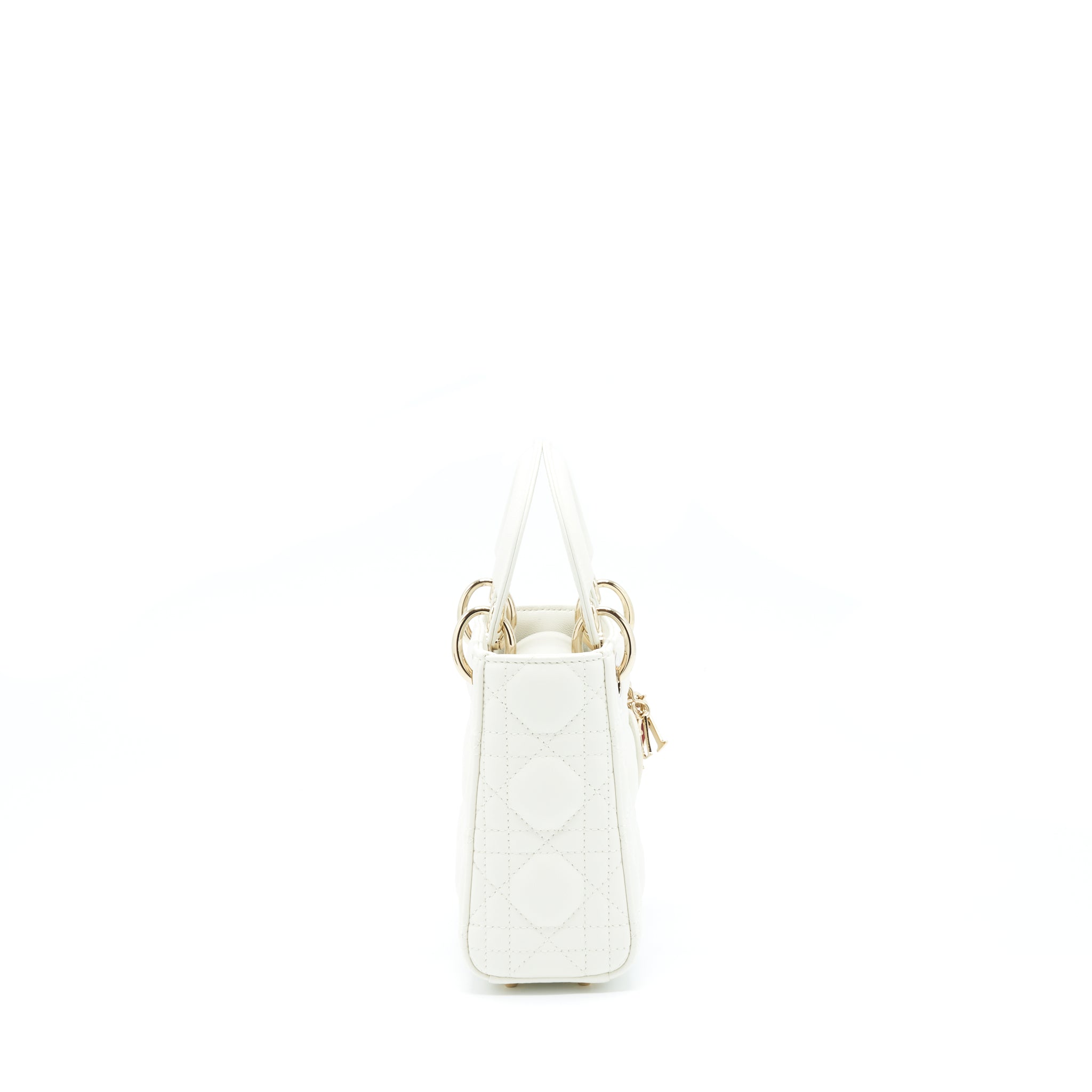 DIOR MINI LADY DIOR TOTE BAG LAMBSKIN WHITE LGHW