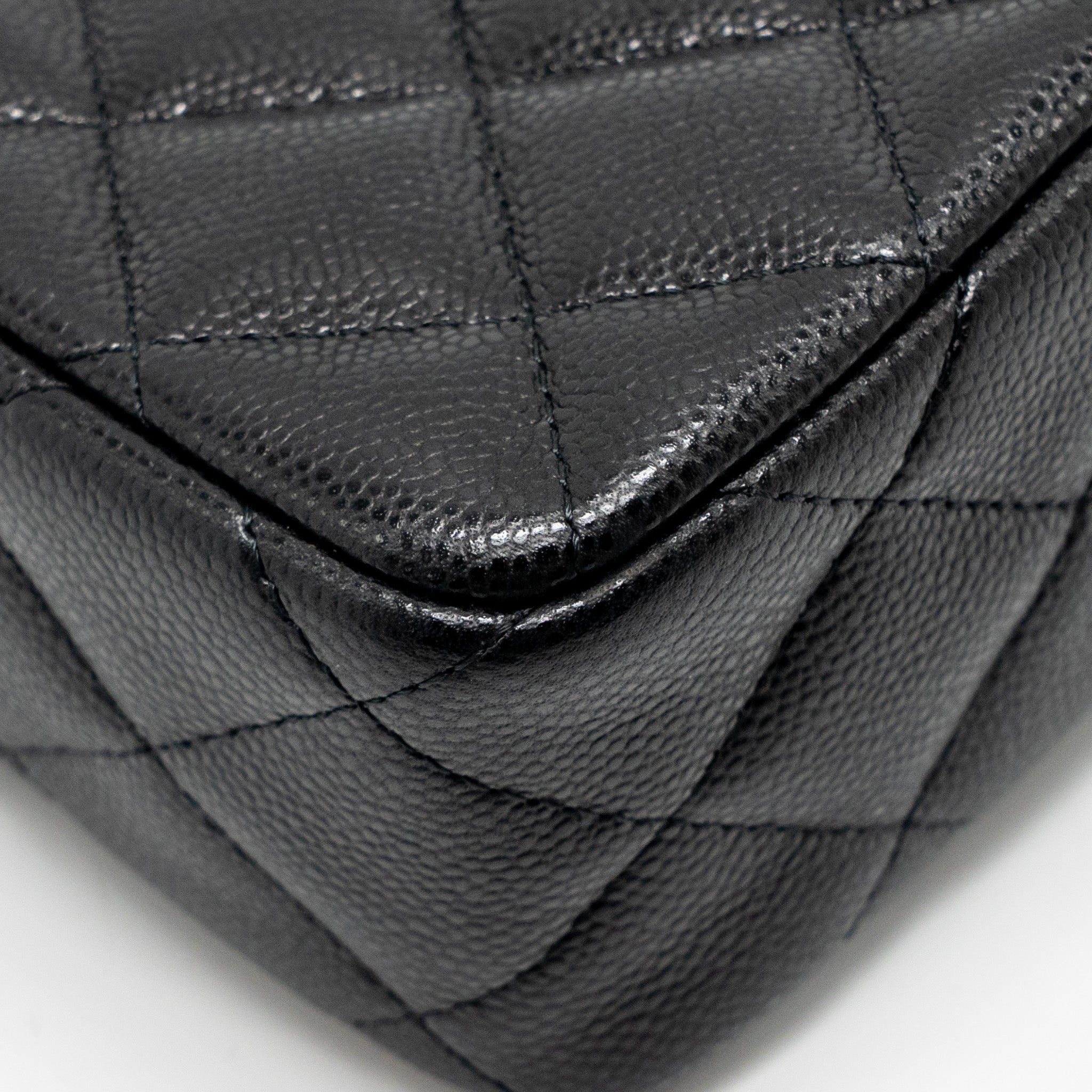 CHANEL 25A CLUTCH WITH CHAIN BAG CAVIAR BLACK LGHW