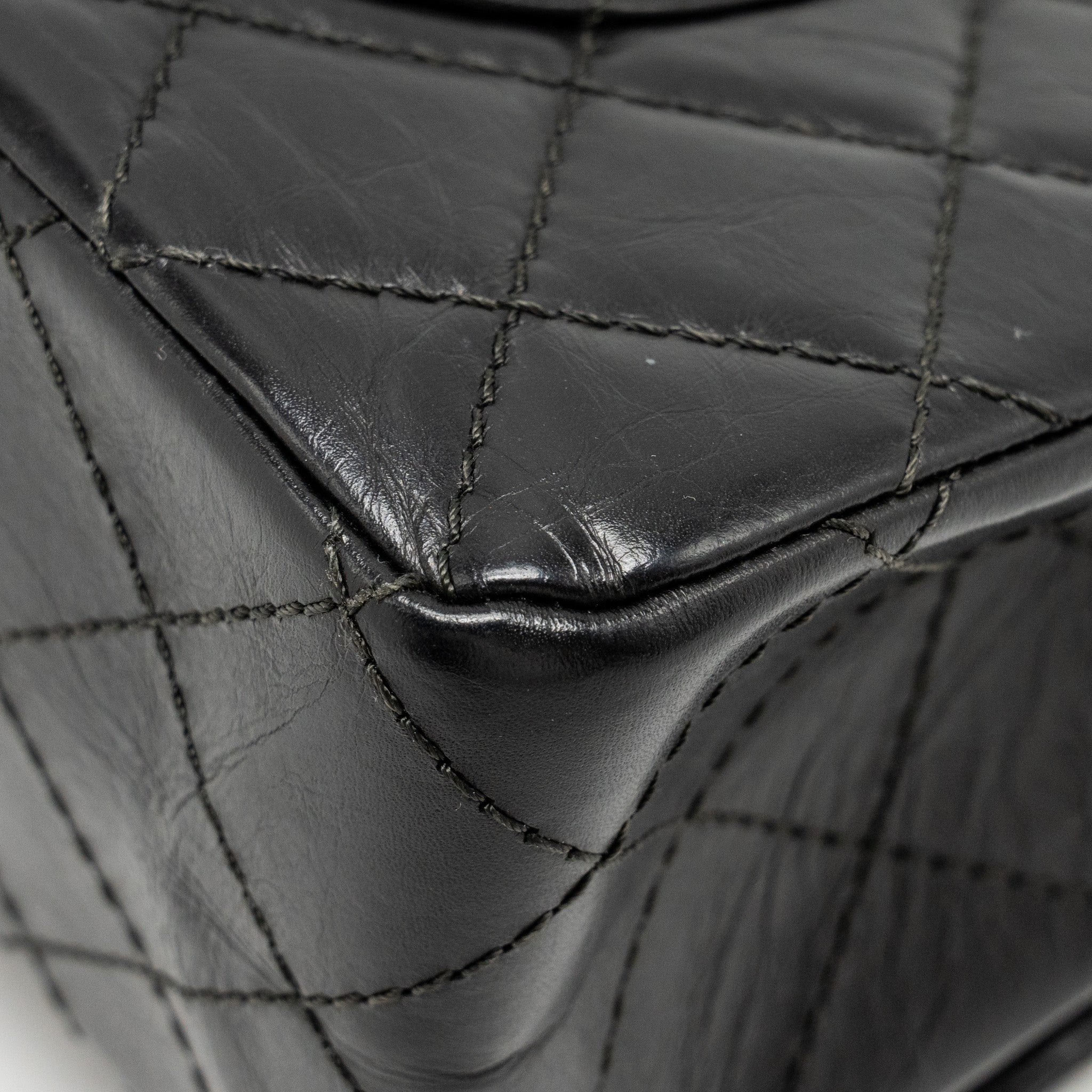CHANEL LARGE 2.55 226 REISSUE DOUBLE FLAP BAG AGED CALFSKIN BLACK GHW