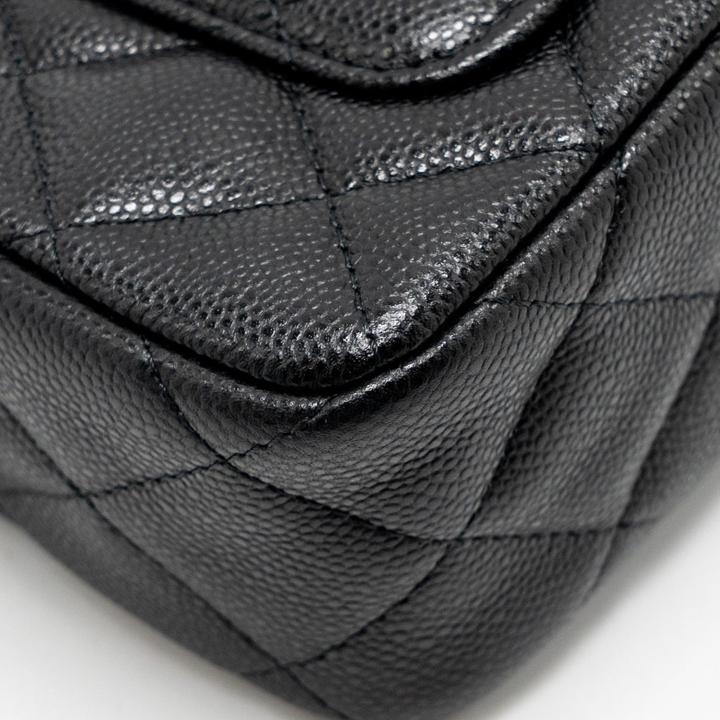 CHANEL 25A CLUTCH WITH CHAIN BAG CAVIAR BLACK LGHW