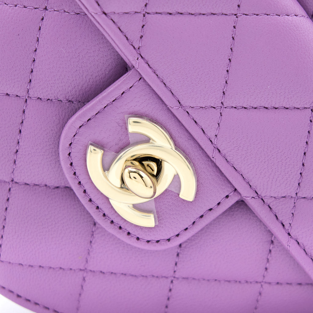 CHANEL SMALL HEART BAG LAMBSKIN PURPLE LGHW
