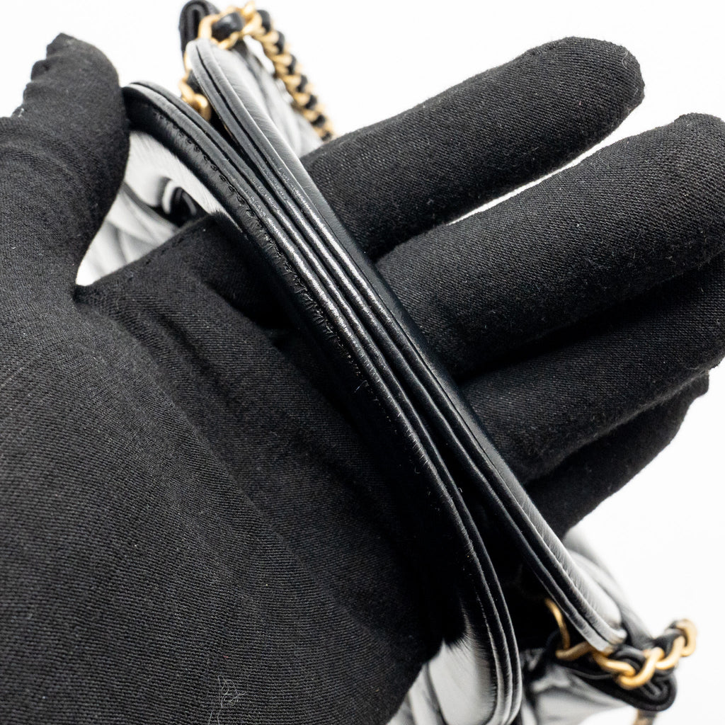 CHANEL MINI KELLY SHOPPING TOTE BAG CALFSKIN BLACK GHW (MICROCHIP)