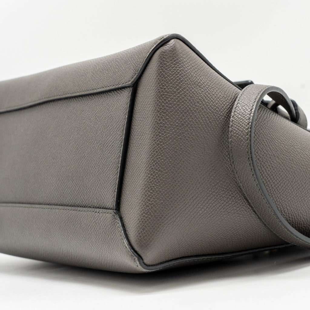 CELINE MICRO BELT BAG GRAINED CALFSKIN GREY GHW